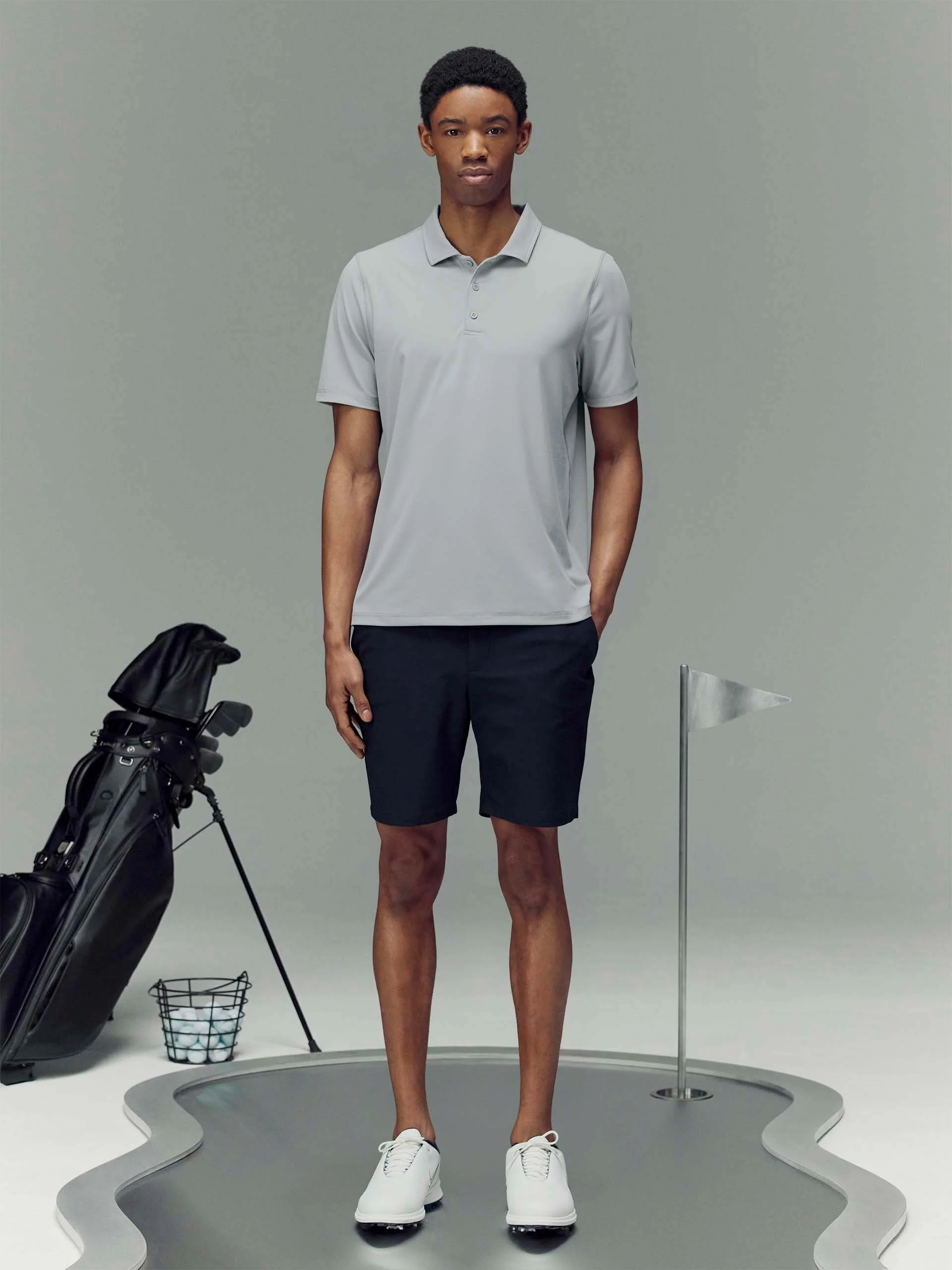 Golf Polo Shirt in Mid Grey - Image 2