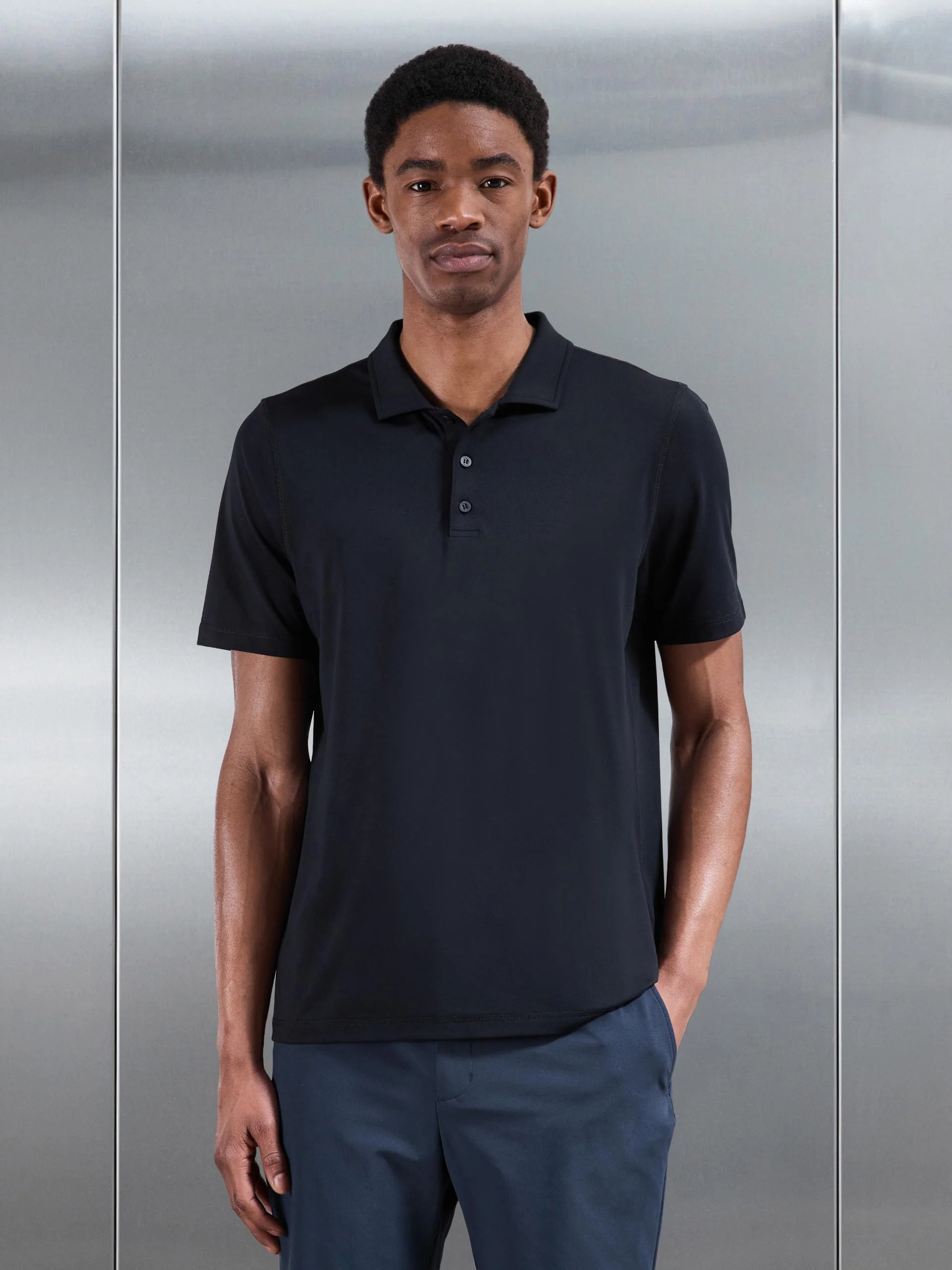 Golf Polo Shirt in Navy - Image 3