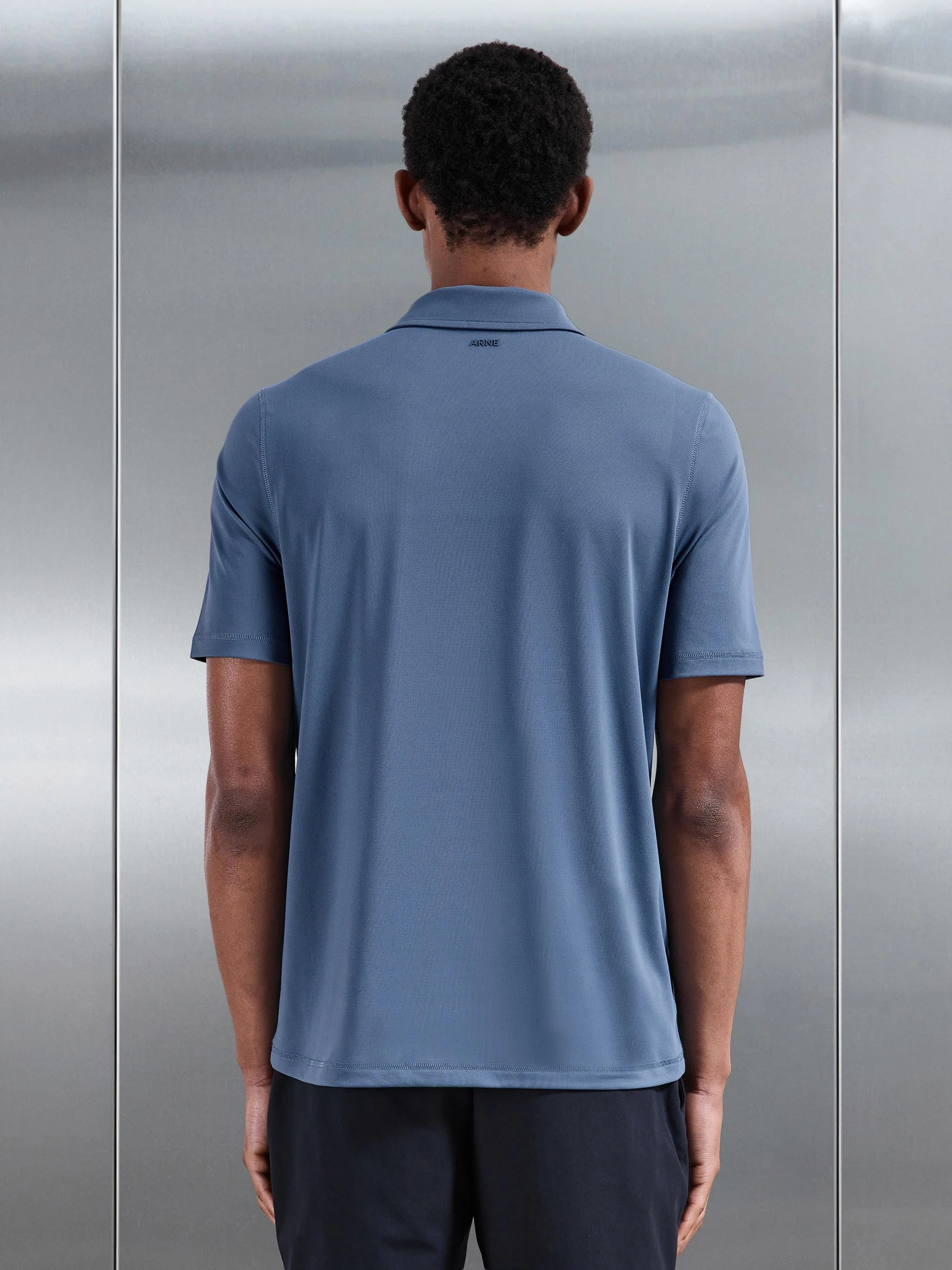 Golf Polo Shirt in Steel Blue - Image 5
