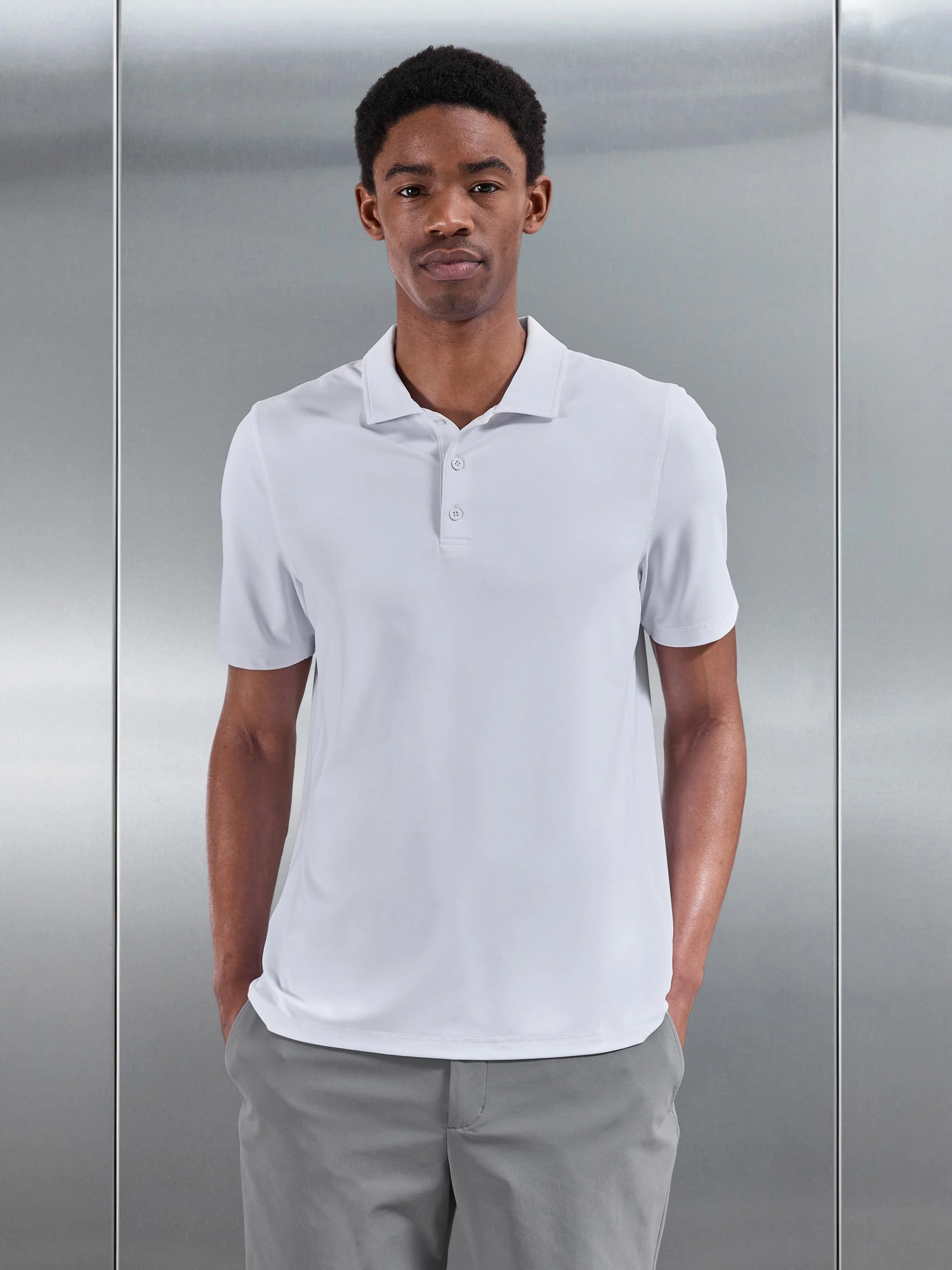 Golf Polo Shirt in White - Image 3