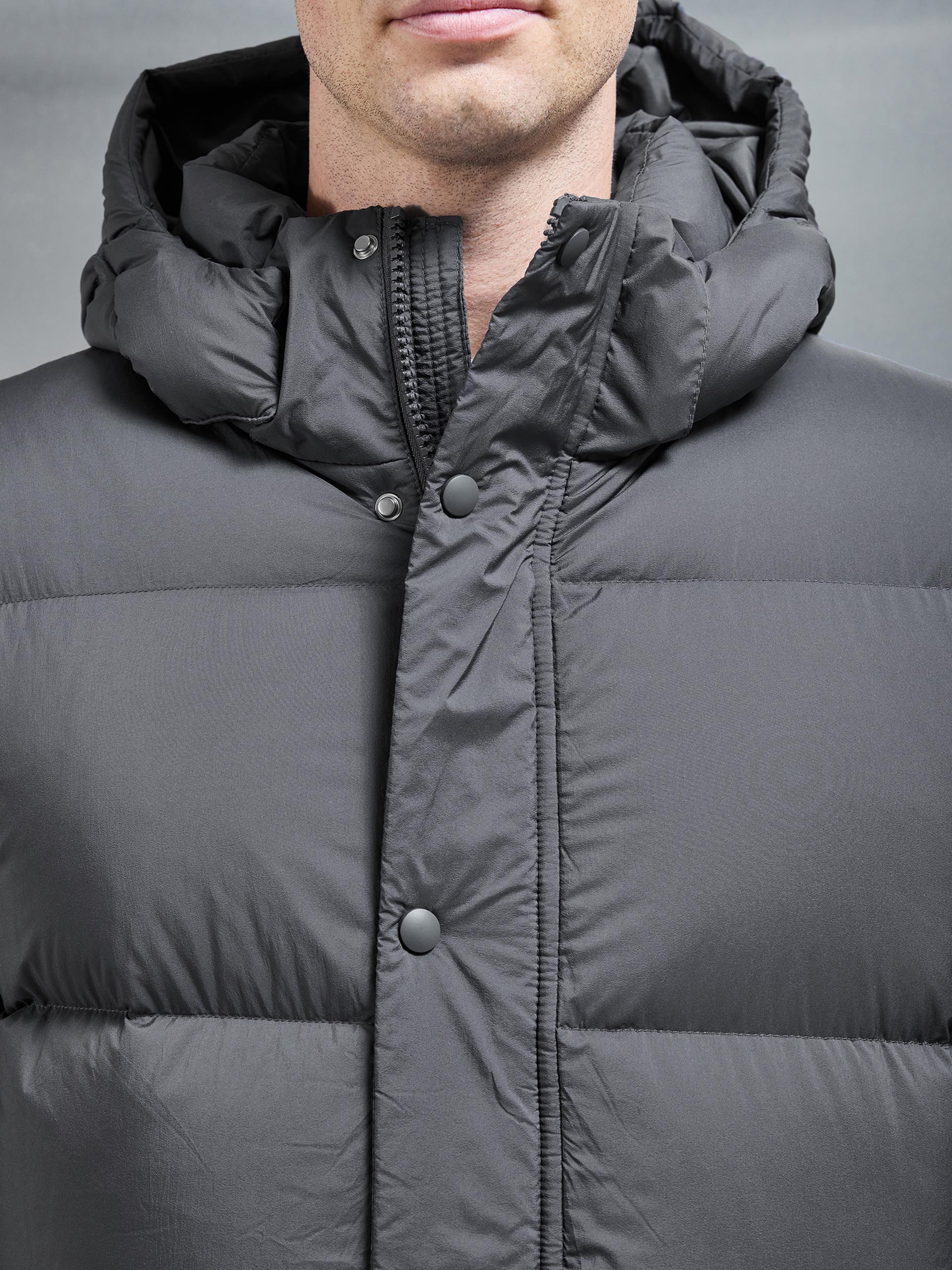 Goose Down Mid Length Jacket in Grey - Image 3