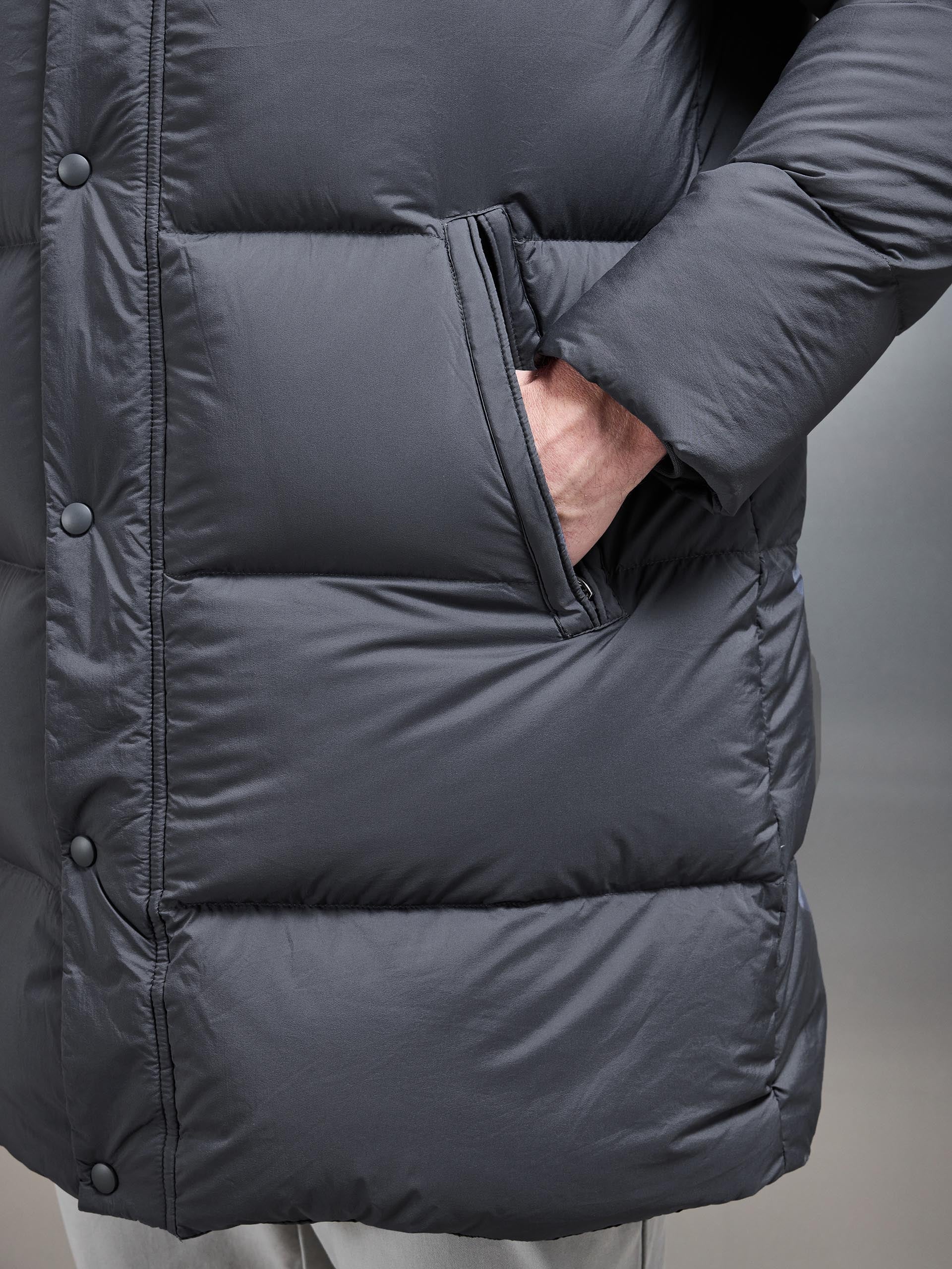 Goose Down Mid Length Jacket in Grey - Image 4