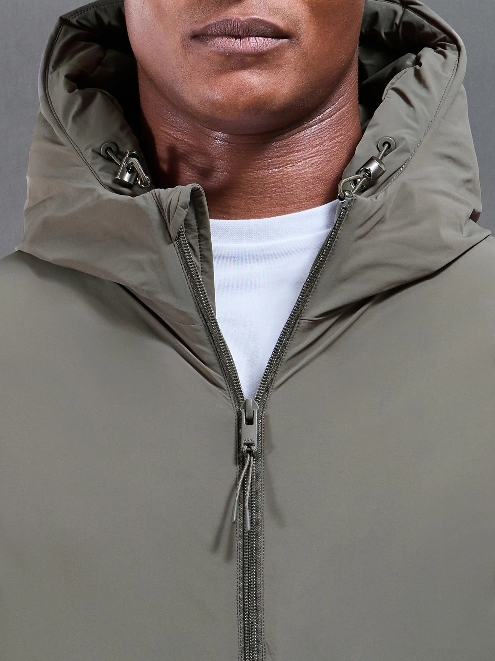 Hooded Puffer Jacket in Olive - Image 5