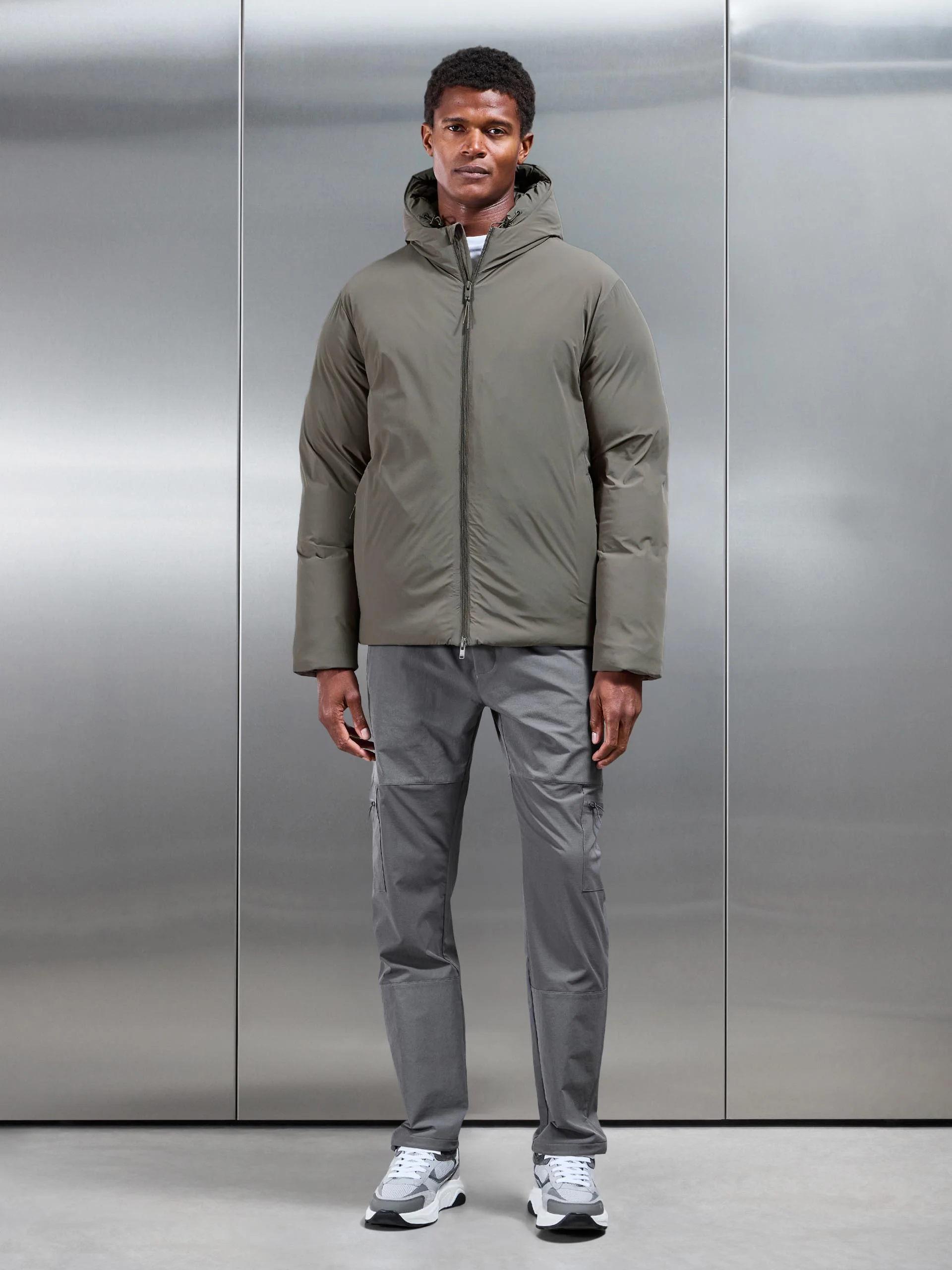 Hooded Puffer Jacket in Olive - Image 7