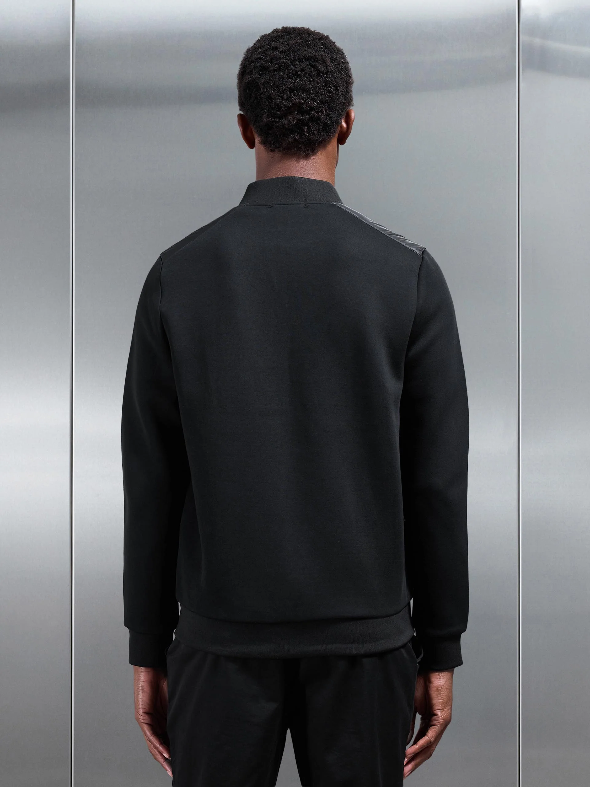 Hybrid Bomber Jacket in Black - Image 3