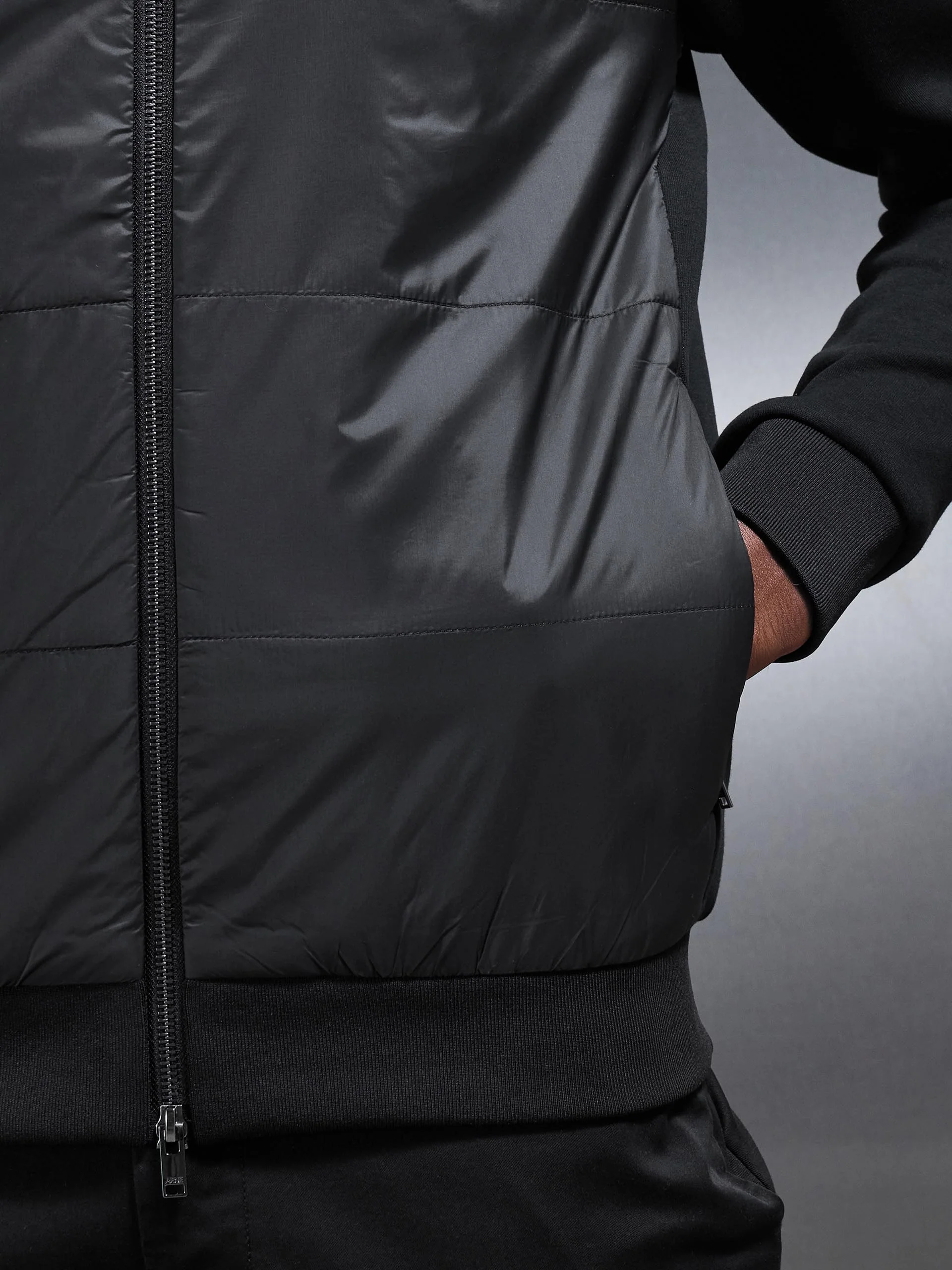 Hybrid Bomber Jacket in Black - Image 4
