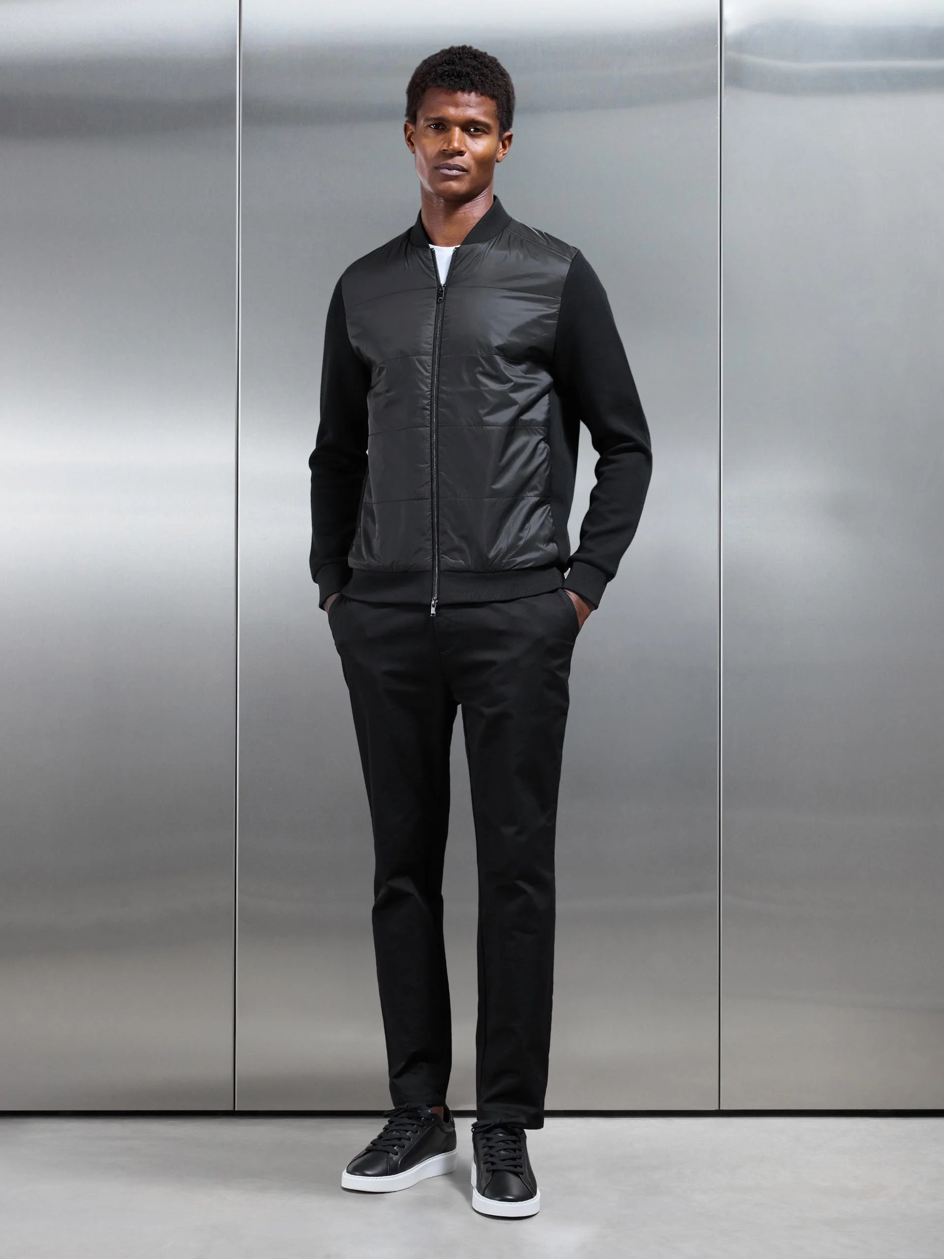 Hybrid Bomber Jacket in Black - Image 7