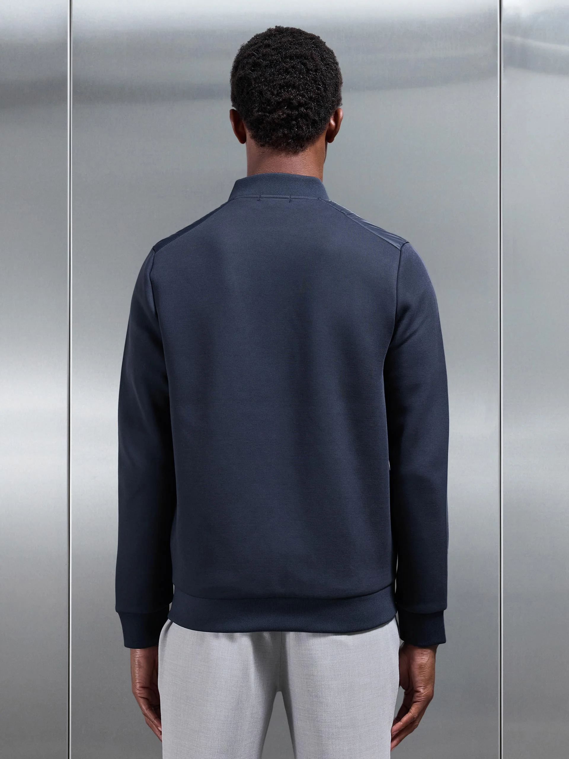 Hybrid Bomber Jacket in Navy - Image 3