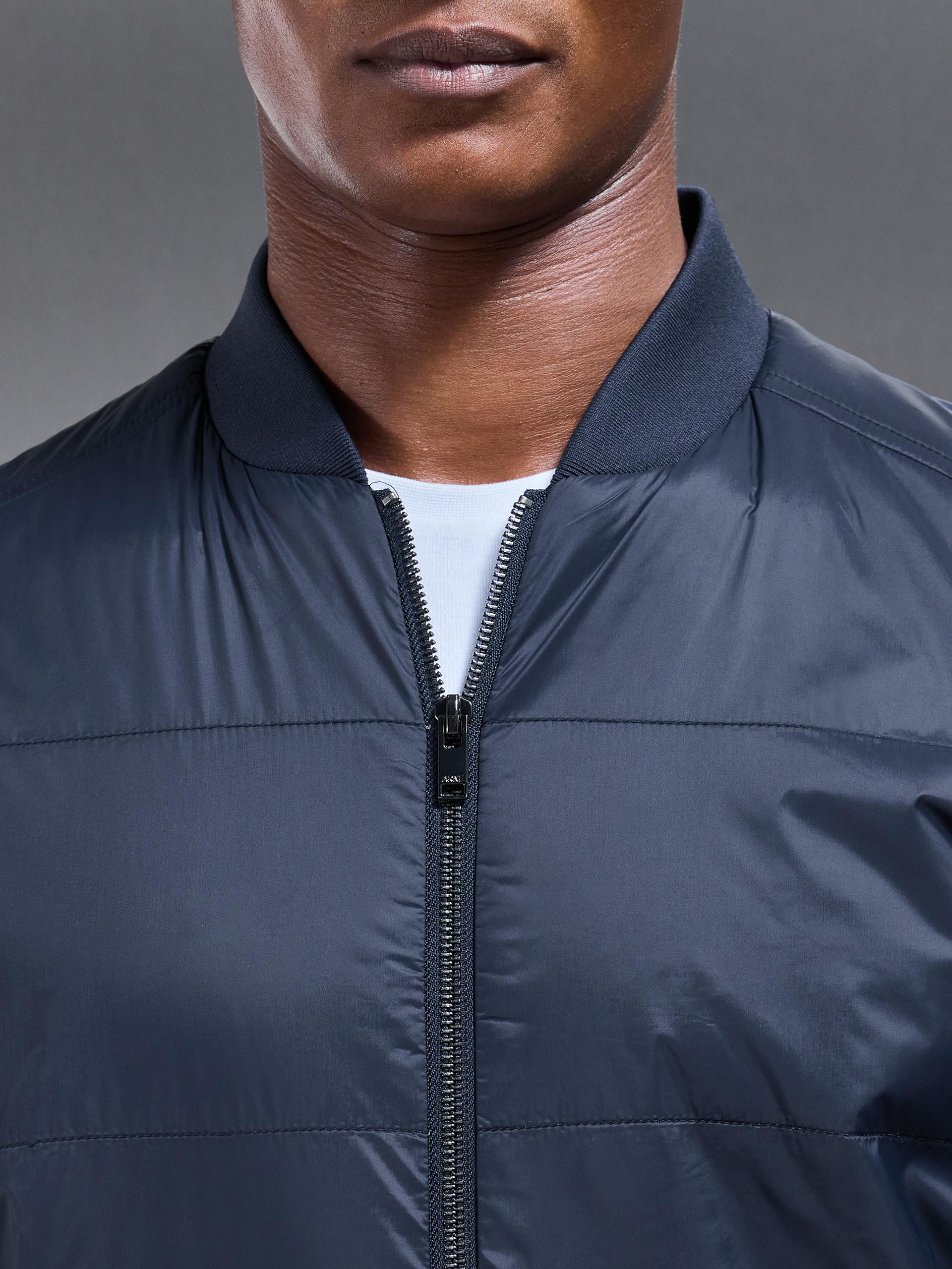 Hybrid Bomber Jacket in Navy - Image 5