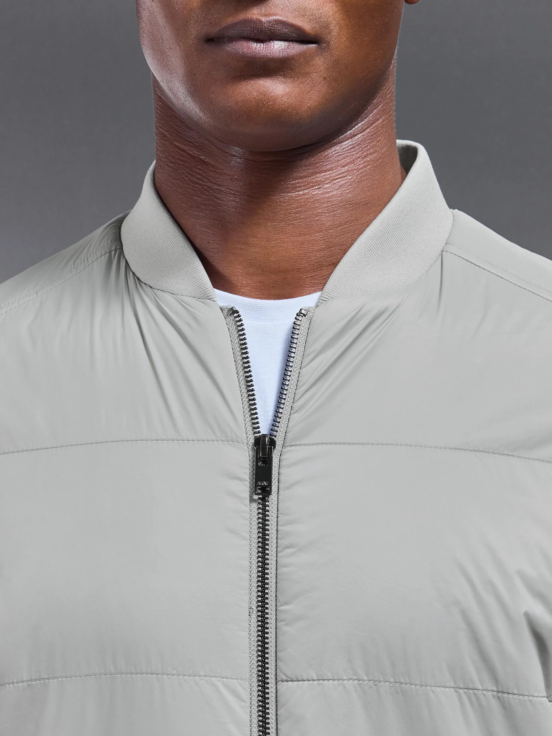 Hybrid Bomber Jacket in Stone - Image 5