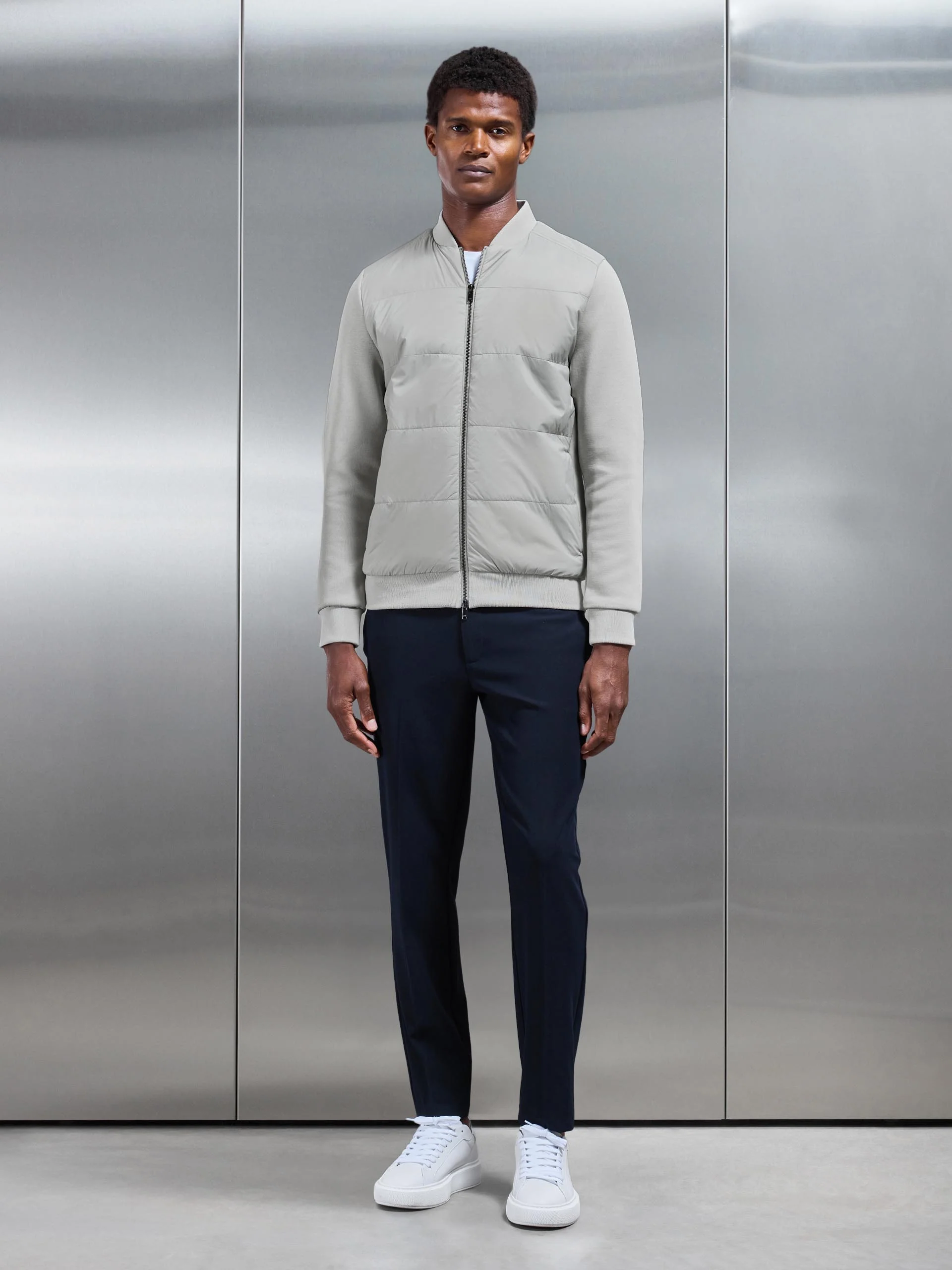 Hybrid Bomber Jacket in Stone - Image 7