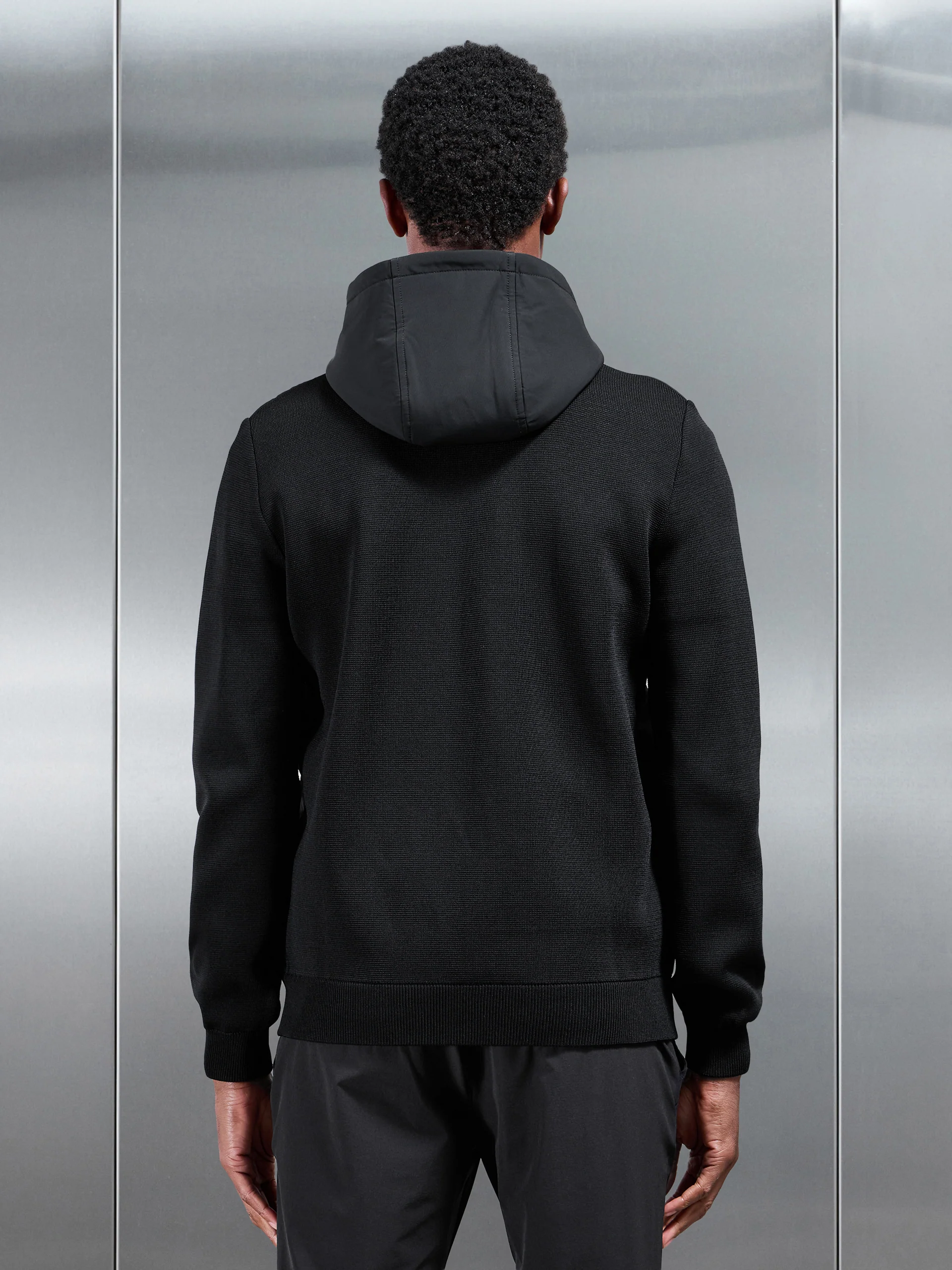 Hybrid Knitted Windbreaker in Black - Image 3