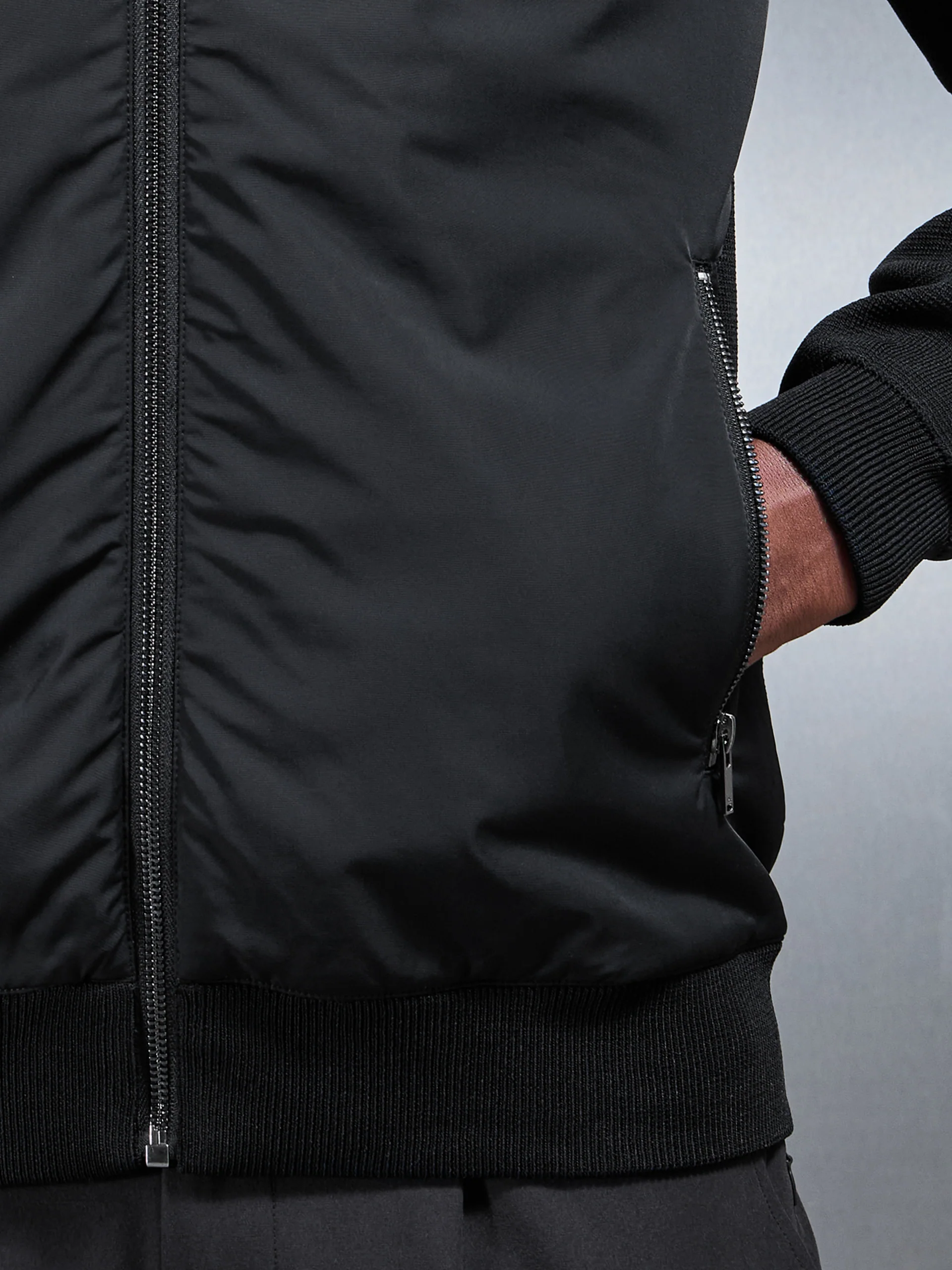 Hybrid Knitted Windbreaker in Black - Image 5