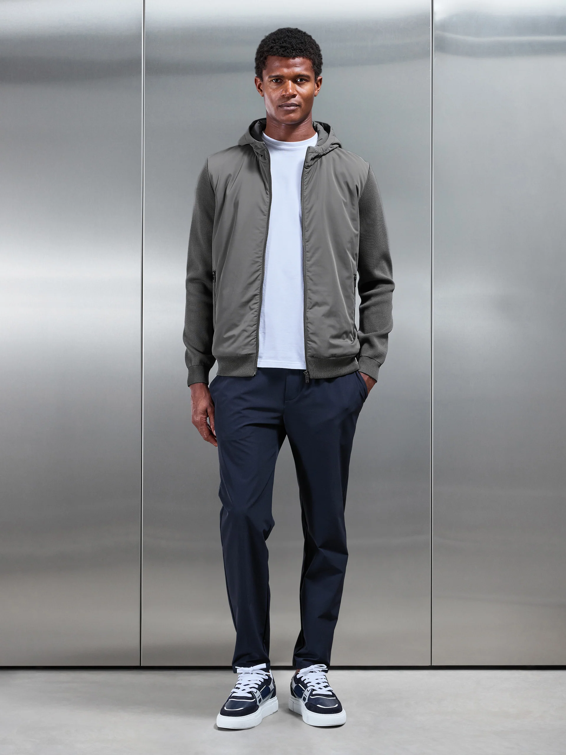 Hybrid Knitted Windbreaker in Grey - Image 2