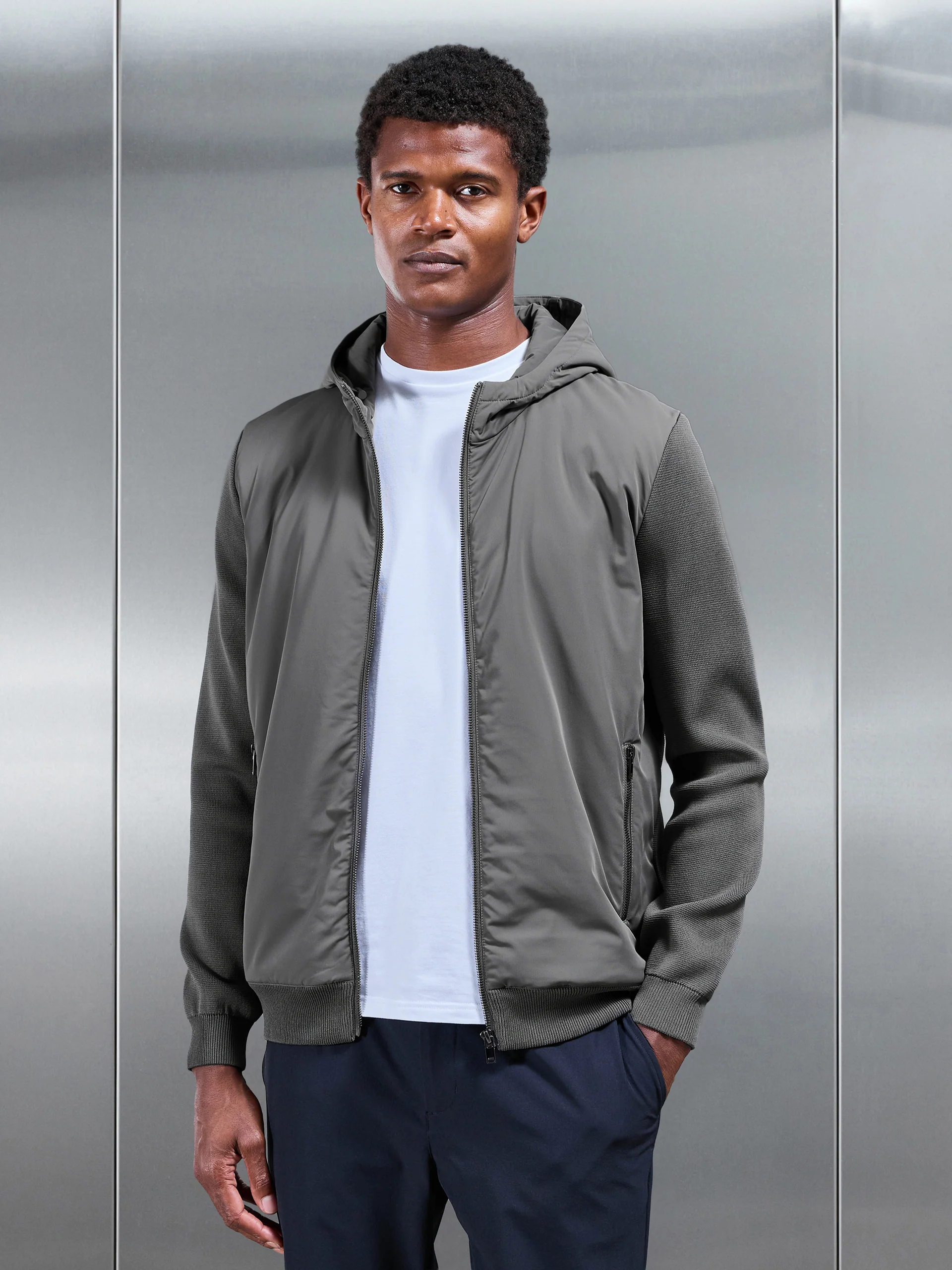 Hybrid Knitted Windbreaker in Grey - Image 6