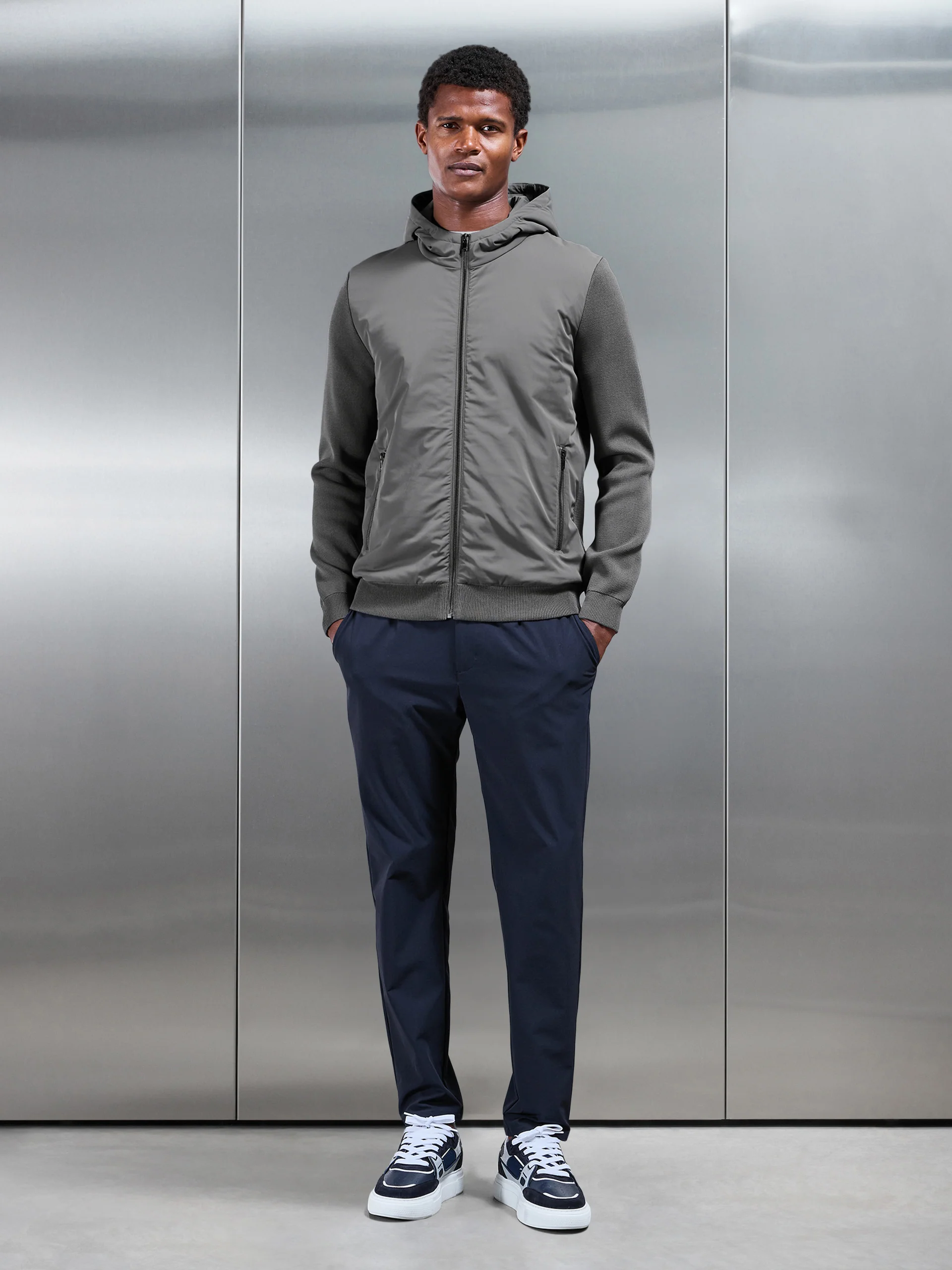 Hybrid Knitted Windbreaker in Grey - Image 7