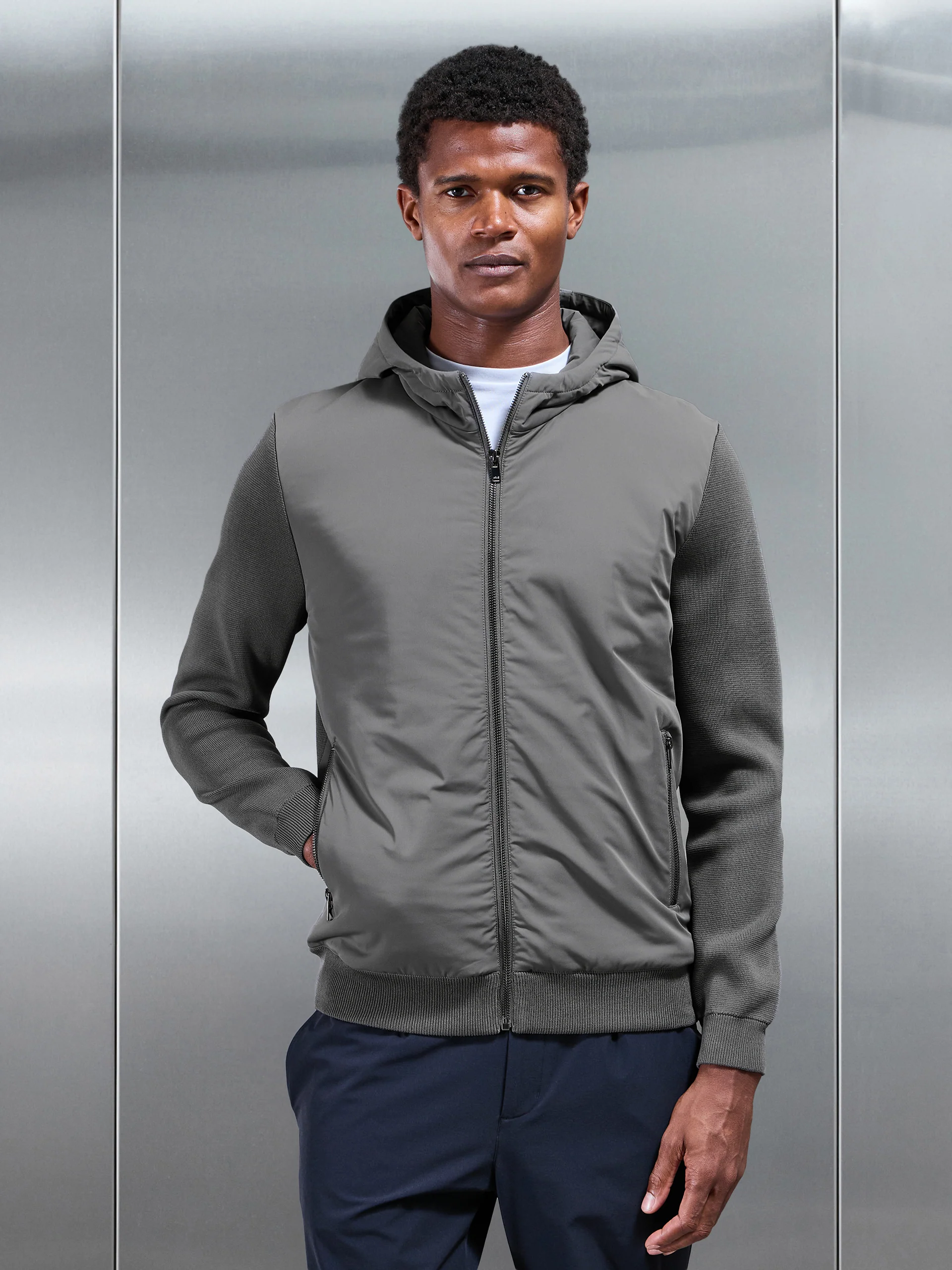 Hybrid Knitted Windbreaker in Grey - Image 8