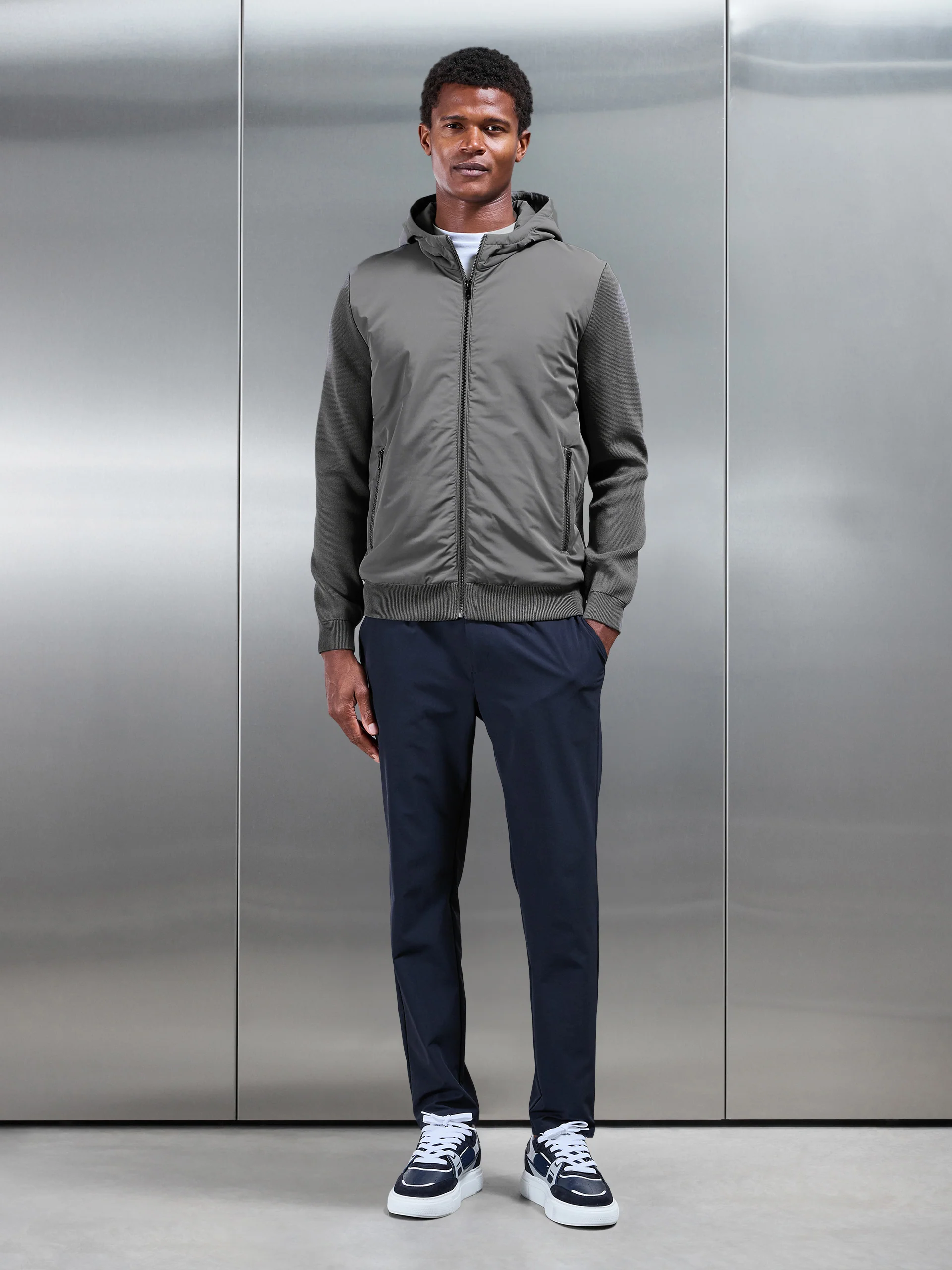 Hybrid Knitted Windbreaker in Grey - Image 9