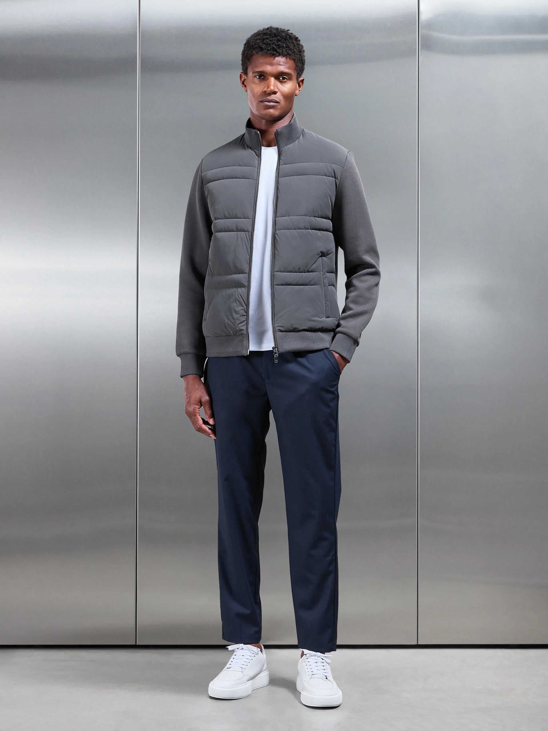 Hybrid Panel Puffer Jacket in Grey - Image 2