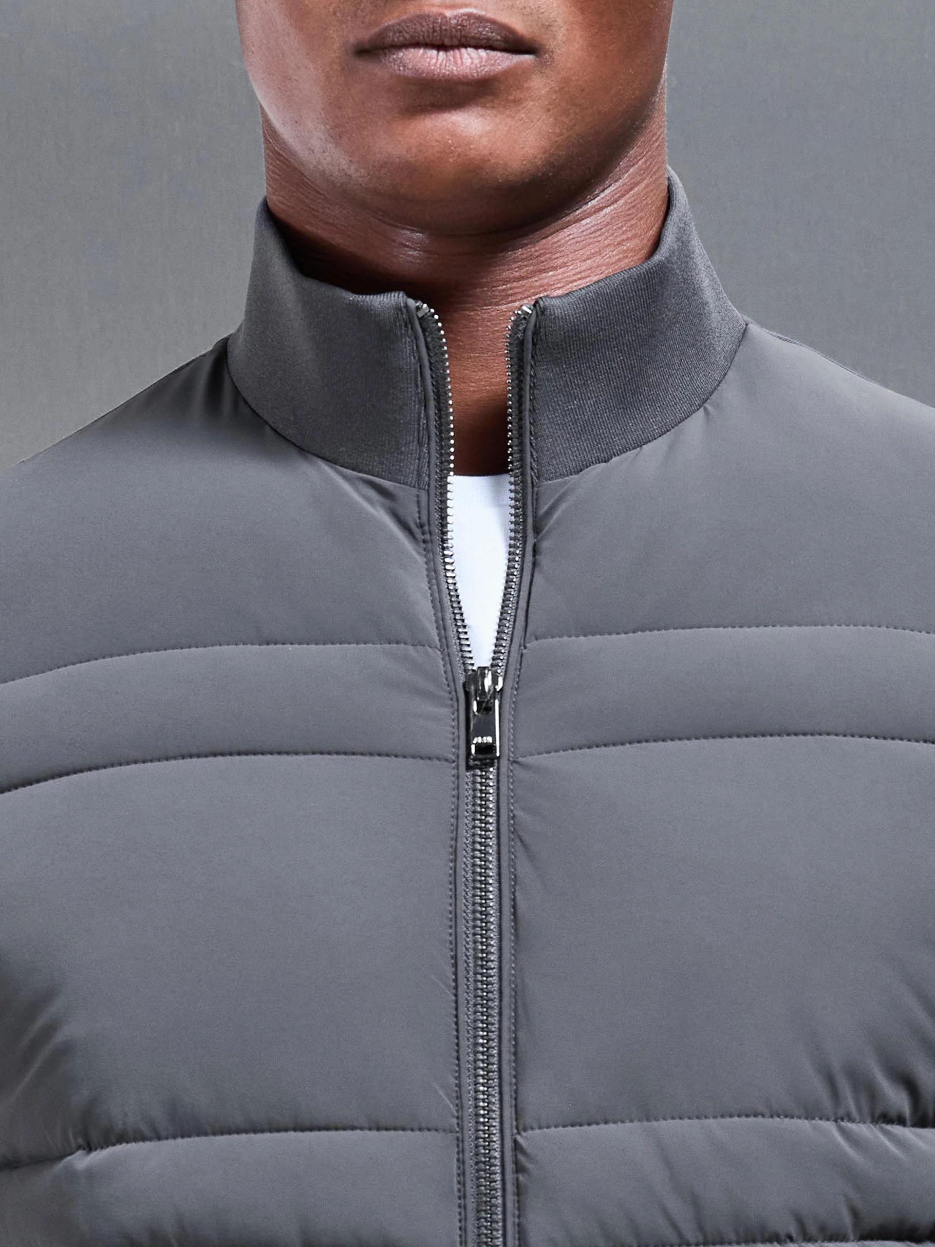 Hybrid Panel Puffer Jacket in Grey - Image 4