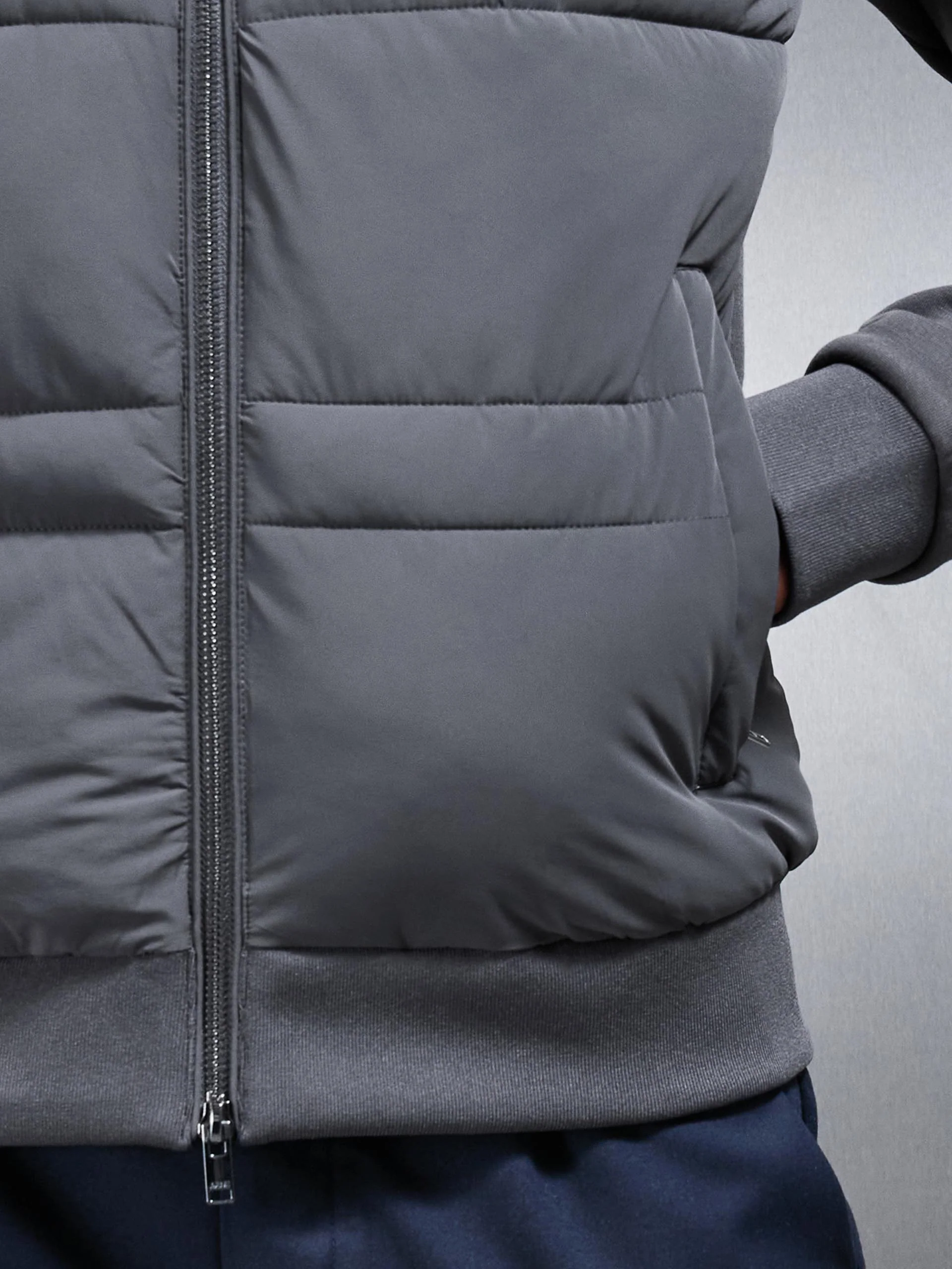Hybrid Panel Puffer Jacket in Grey - Image 5
