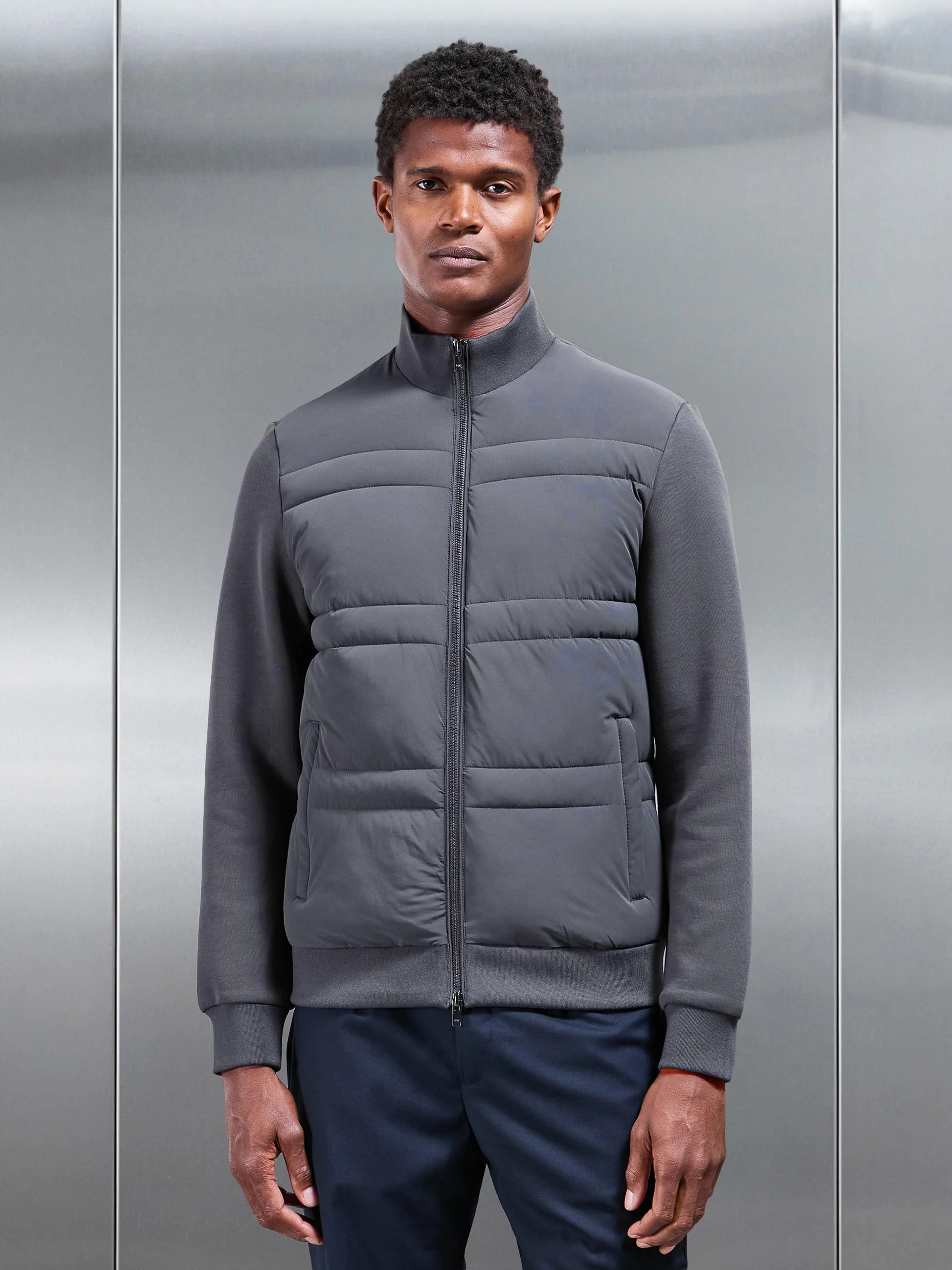 Hybrid Panel Puffer Jacket in Grey - Image 6