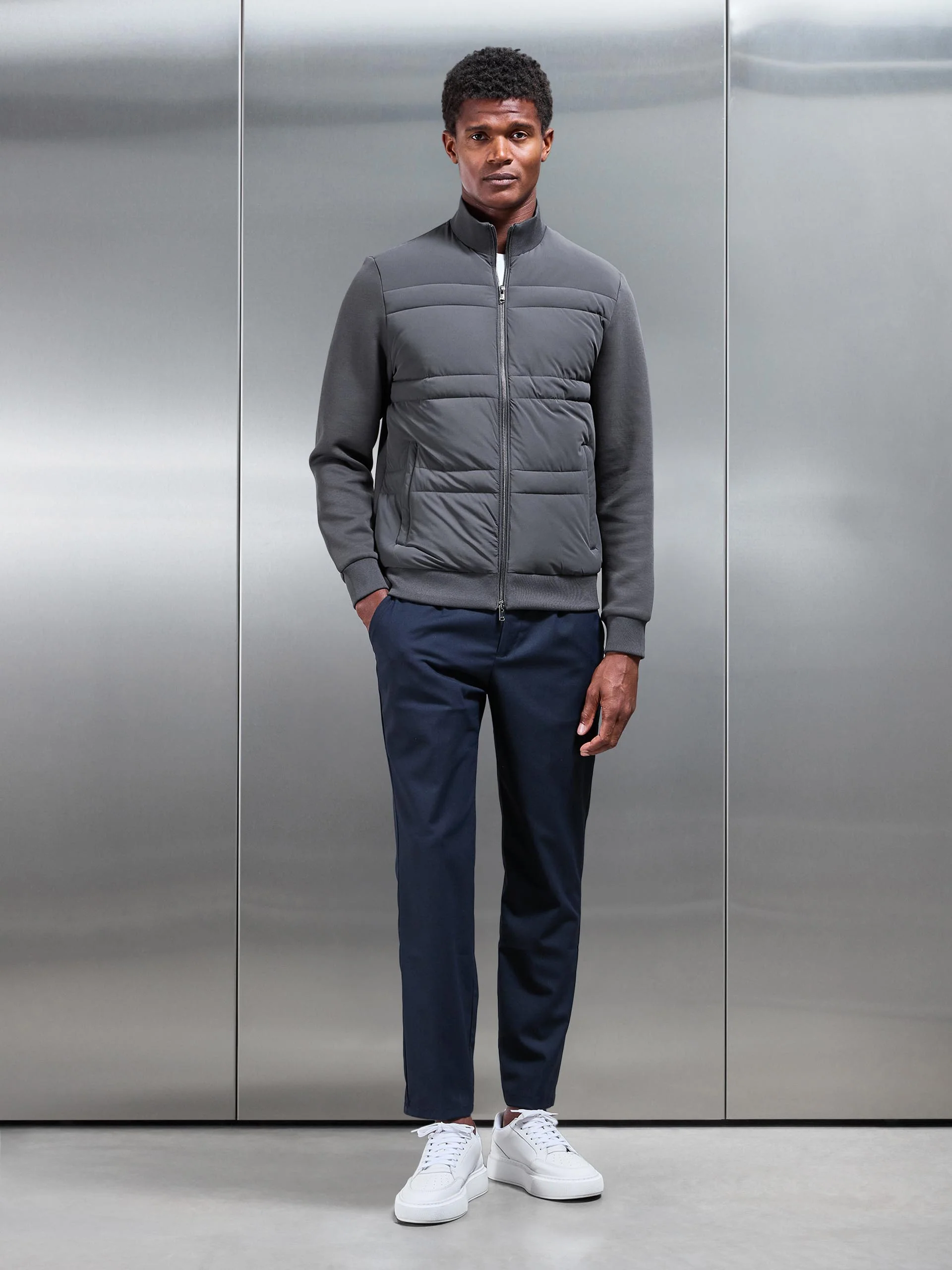 Hybrid Panel Puffer Jacket in Grey - Image 8