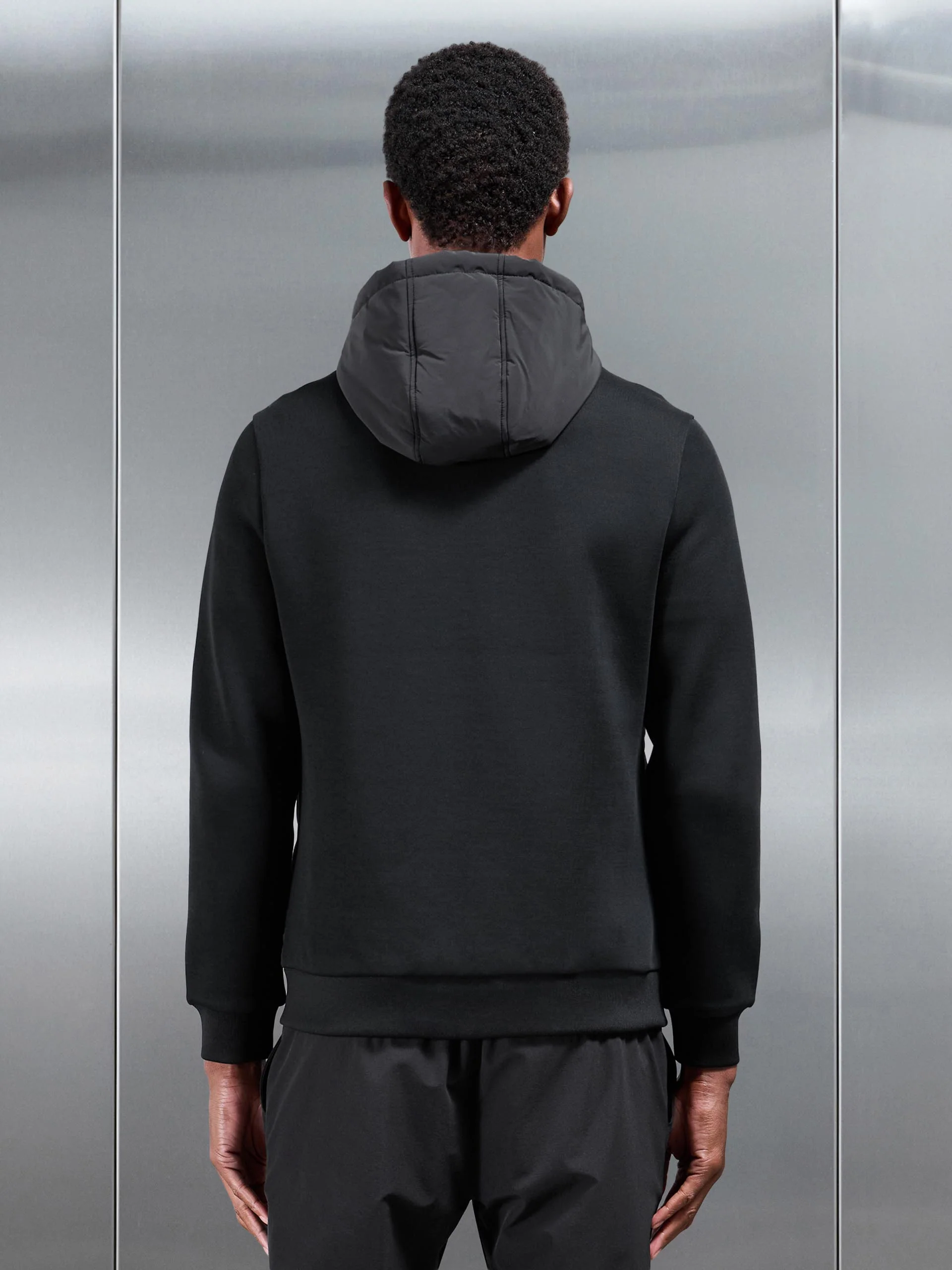Hybrid Panel Puffer Windbreaker in Black - Image 3