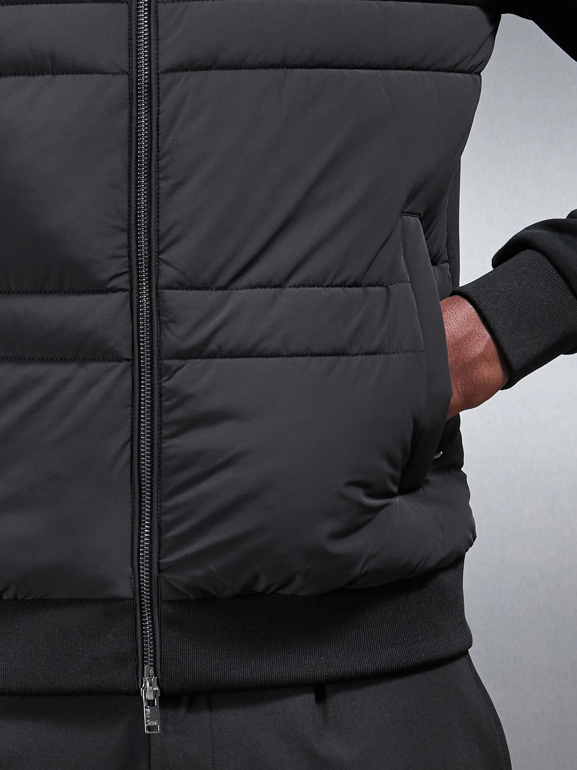 Hybrid Panel Puffer Windbreaker in Black - Image 5