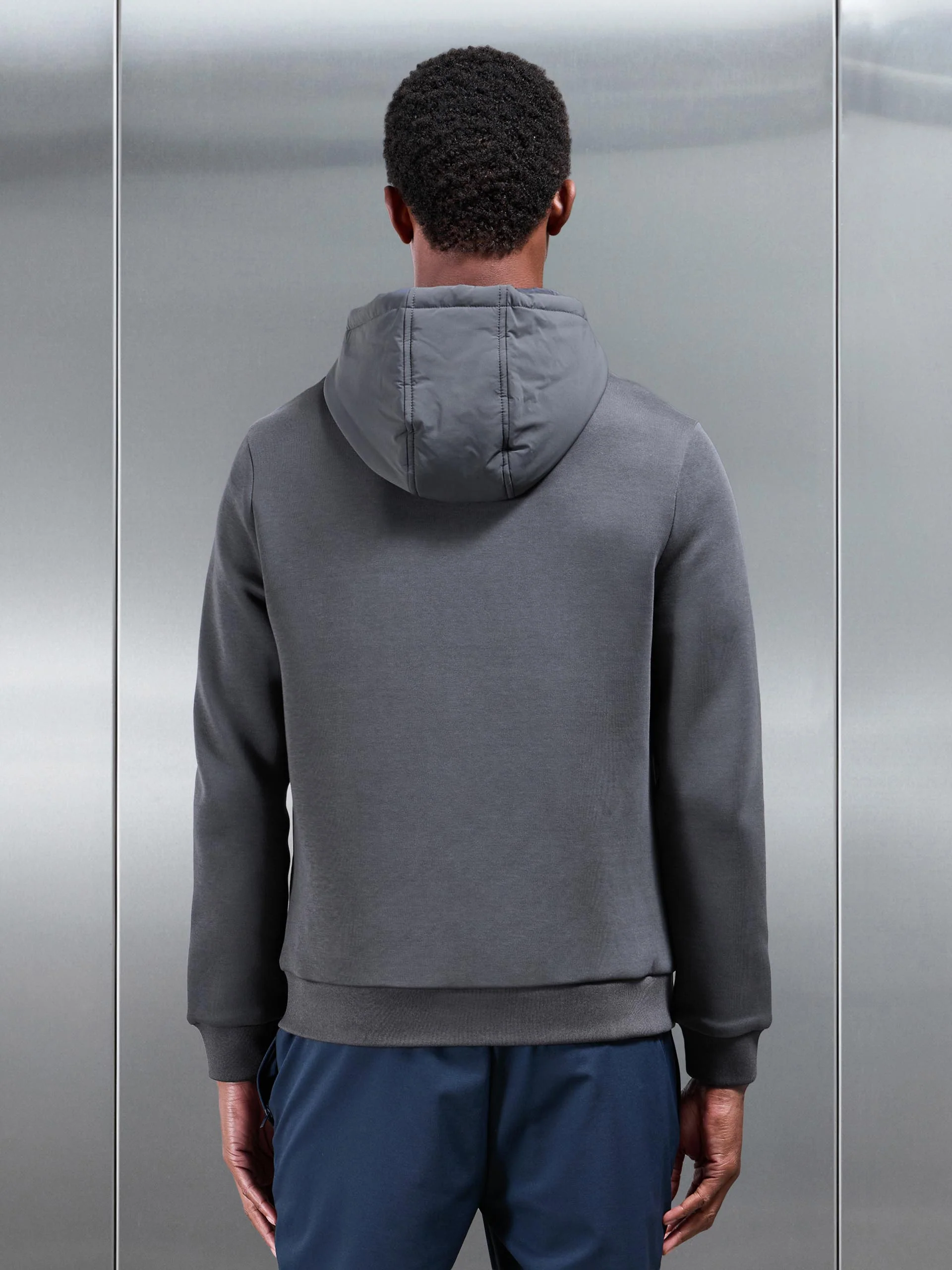 Hybrid Panel Puffer Windbreaker in Grey - Image 4