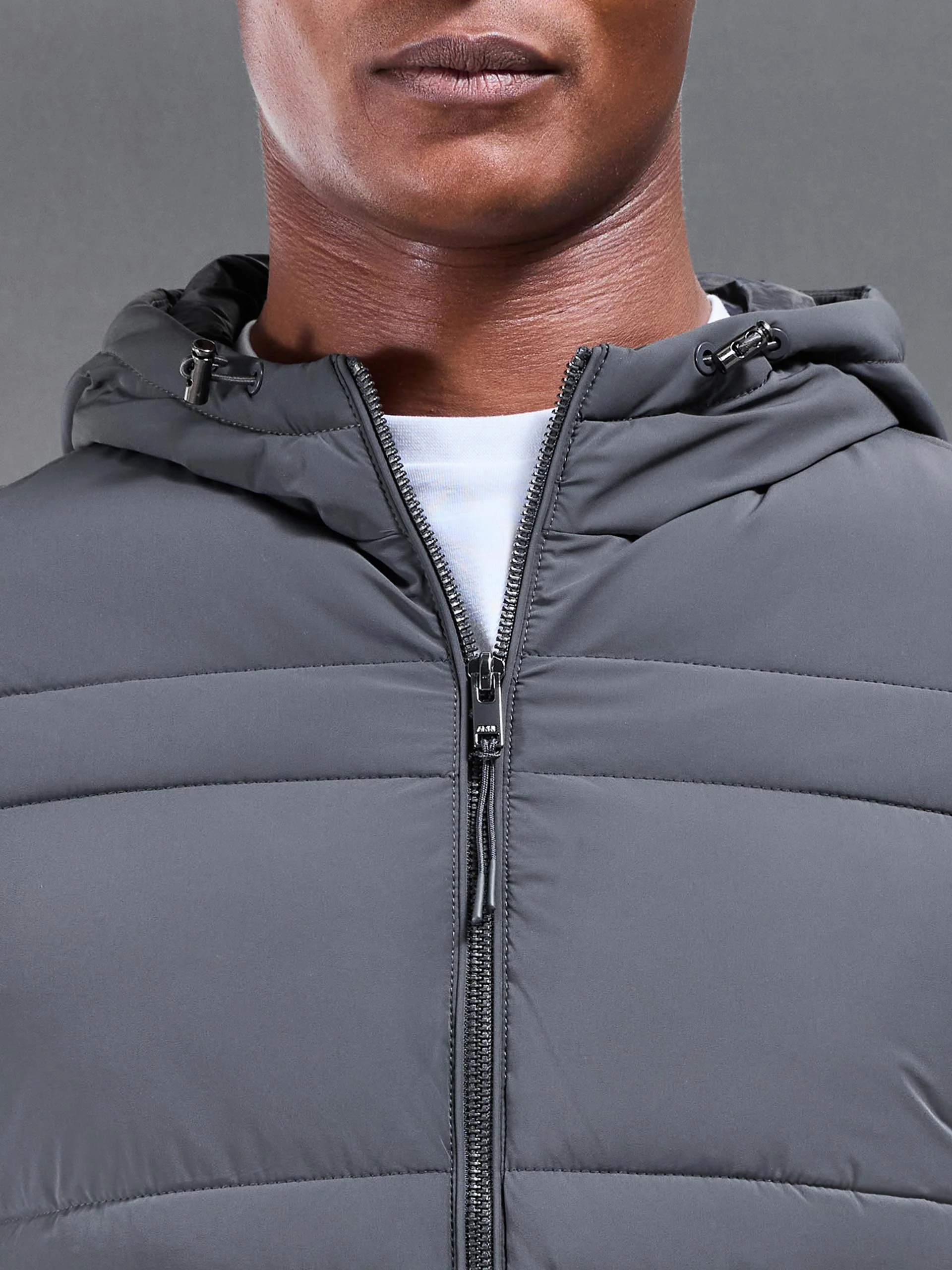 Hybrid Panel Puffer Windbreaker in Grey - Image 5