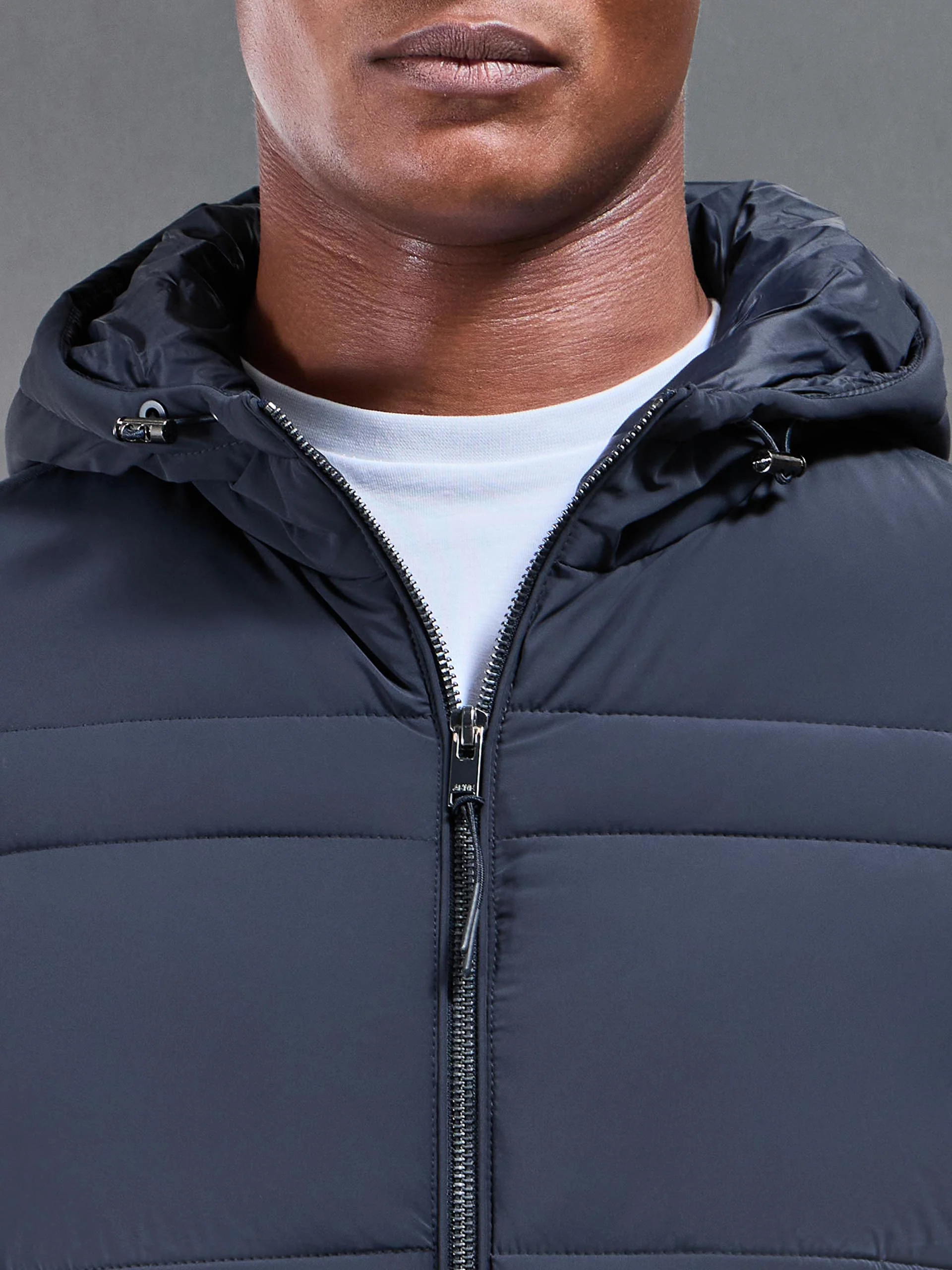 Hybrid Panel Puffer Windbreaker in Navy - Image 4