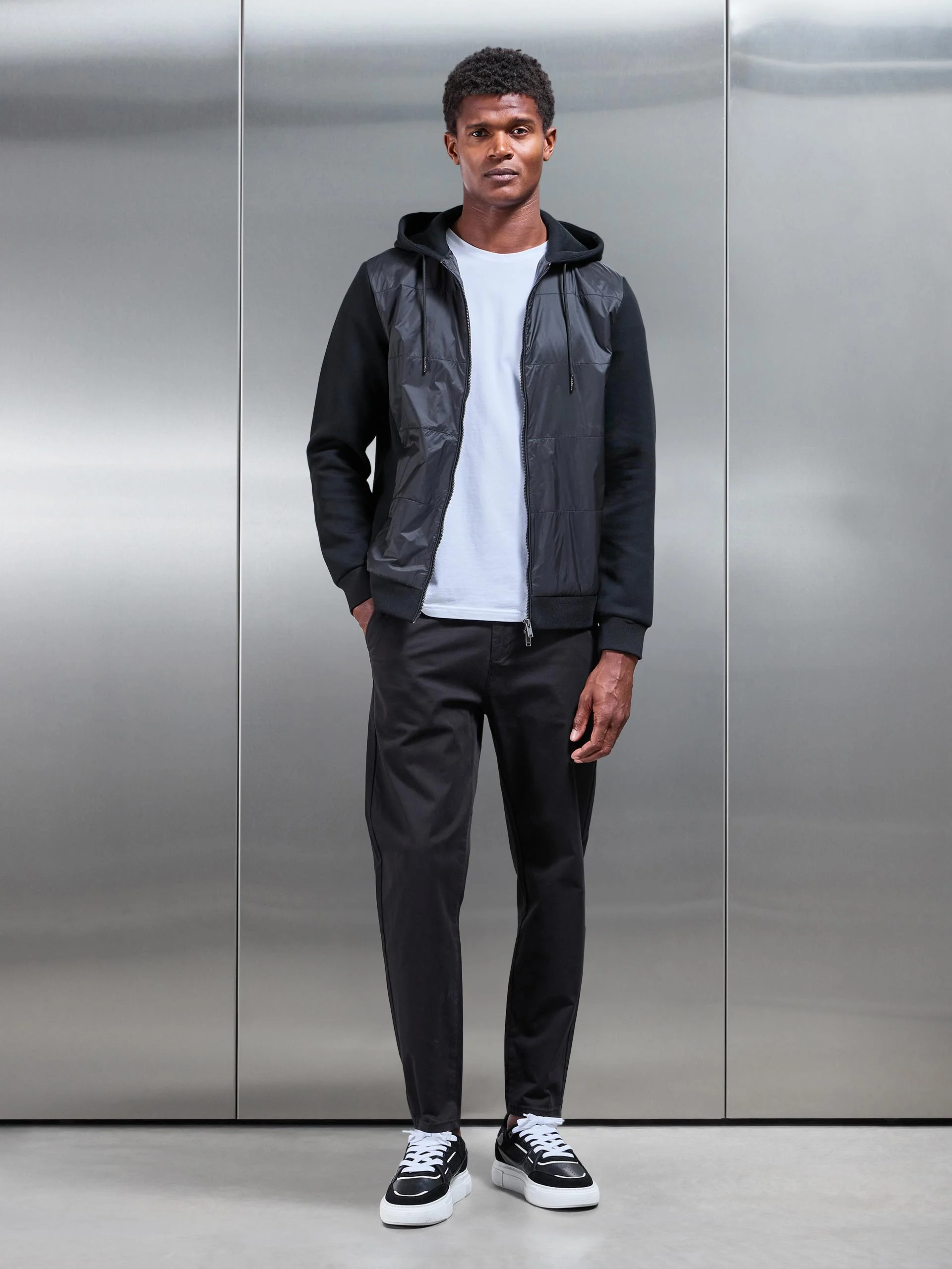 Hybrid Panel Windbreaker in Black - Image 2