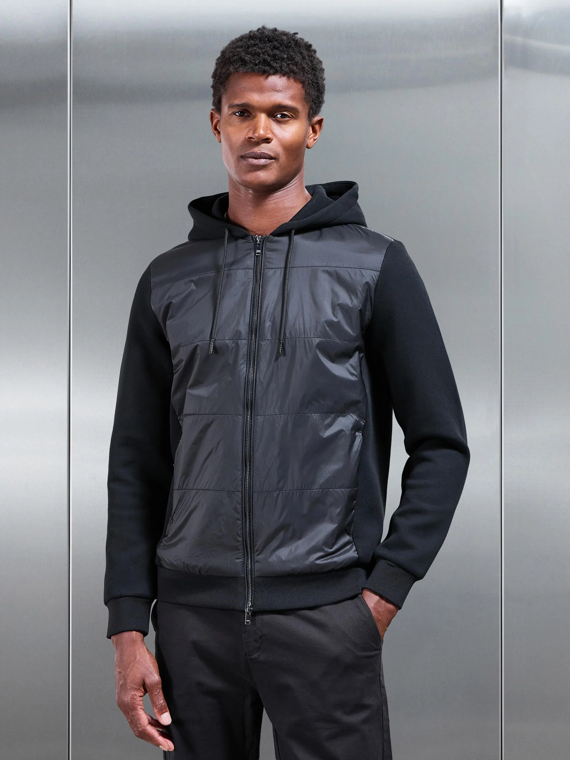Hybrid Panel Windbreaker in Black - Image 6