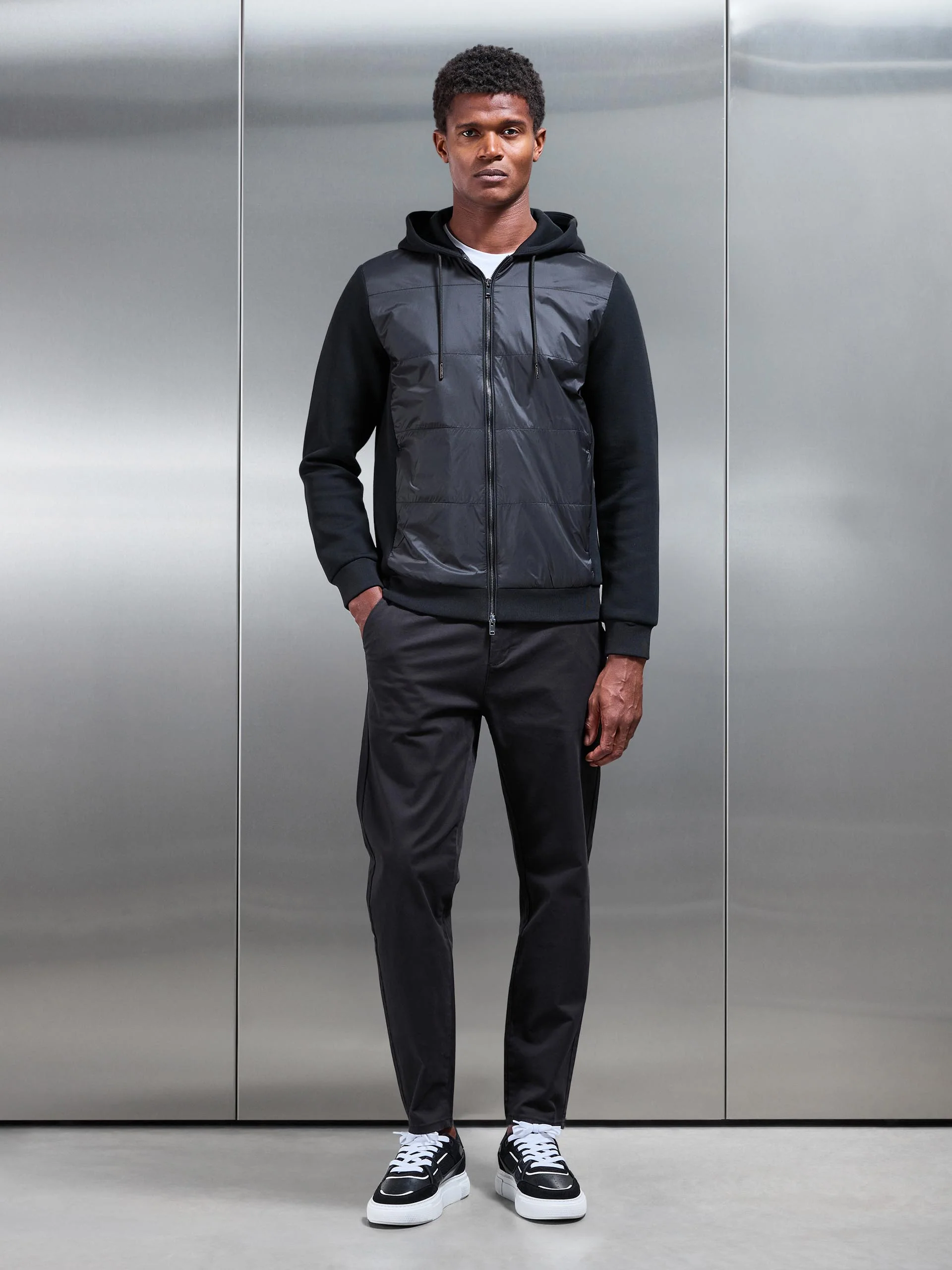 Hybrid Panel Windbreaker in Black - Image 7