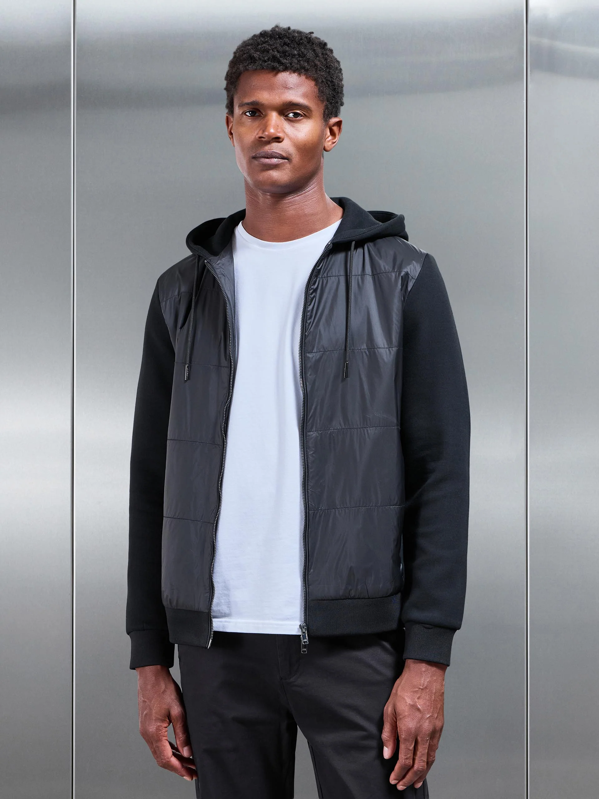 Hybrid Panel Windbreaker in Black - Image 8
