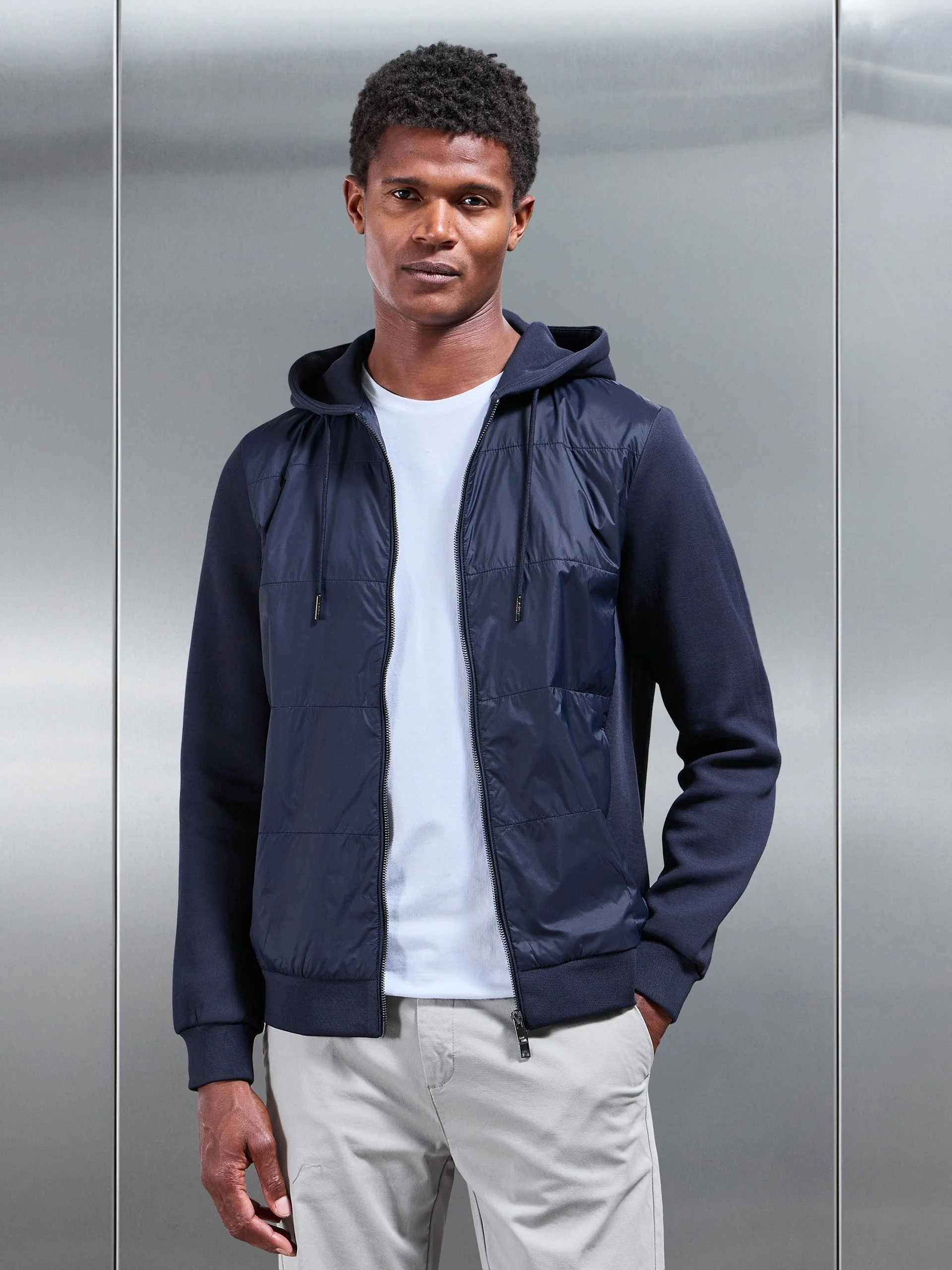 Hybrid Panel Windbreaker in Navy - Image 6