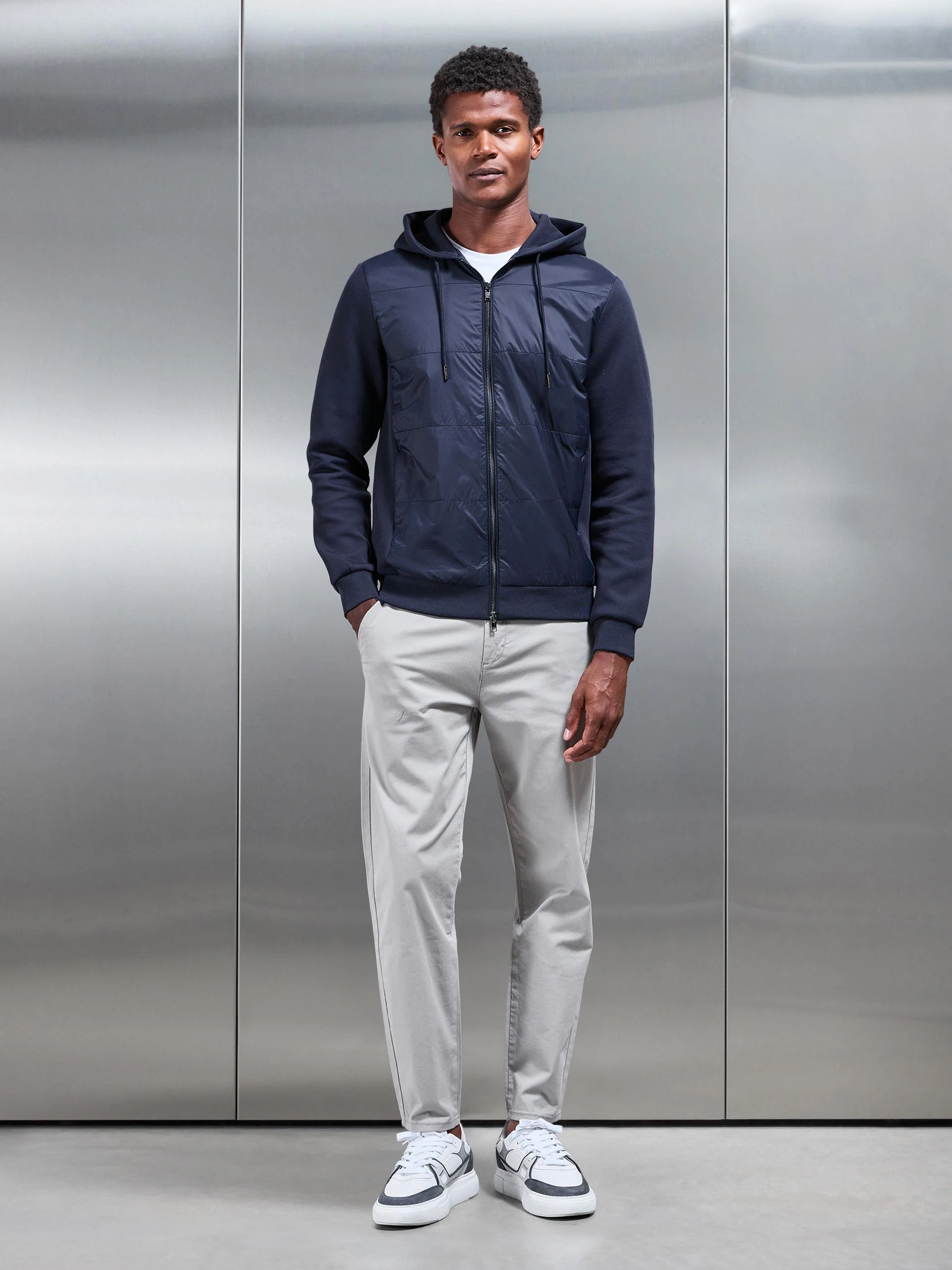 Hybrid Panel Windbreaker in Navy - Image 7