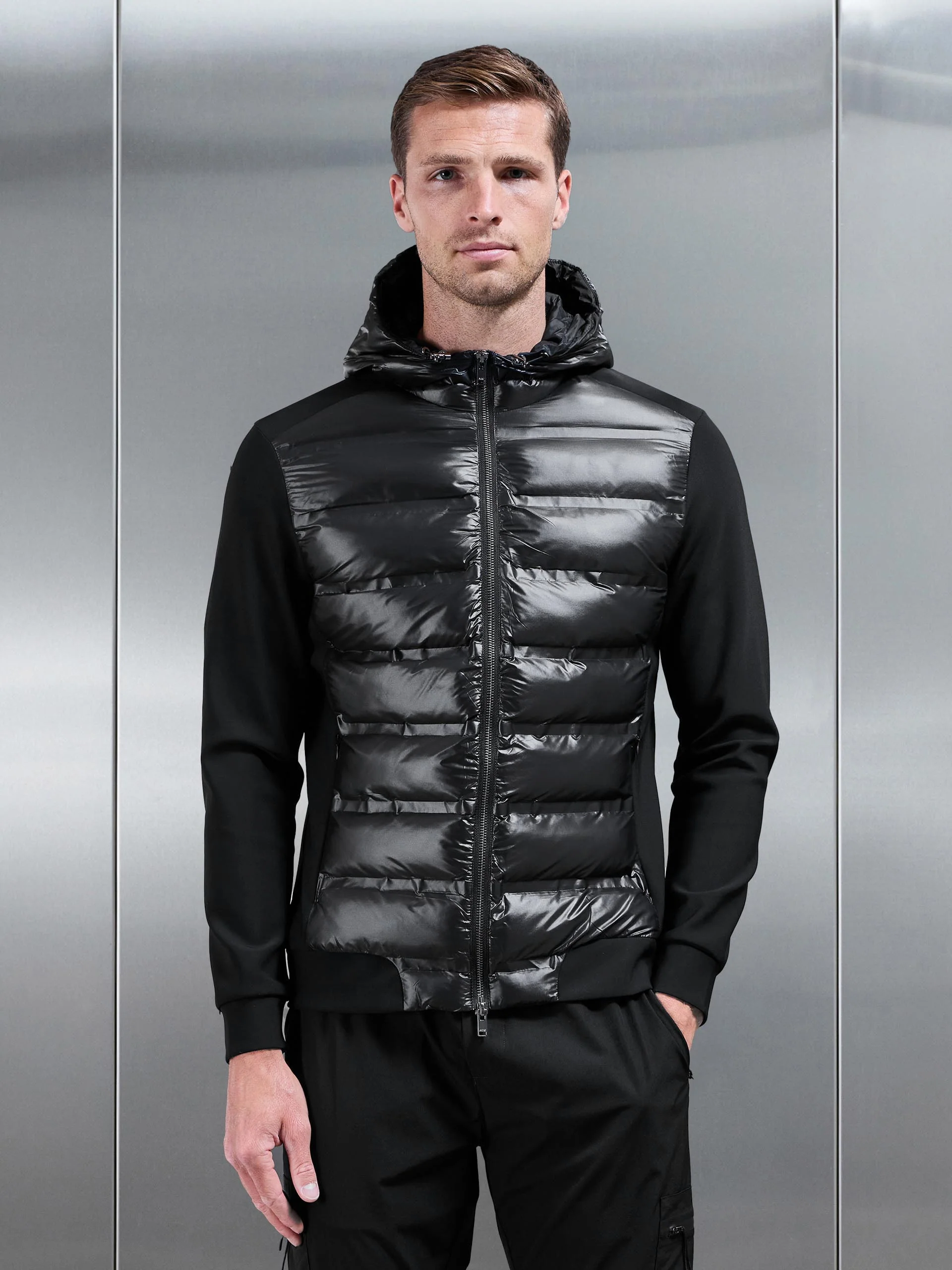 Hybrid Puffer Jacket in Black - Image 7