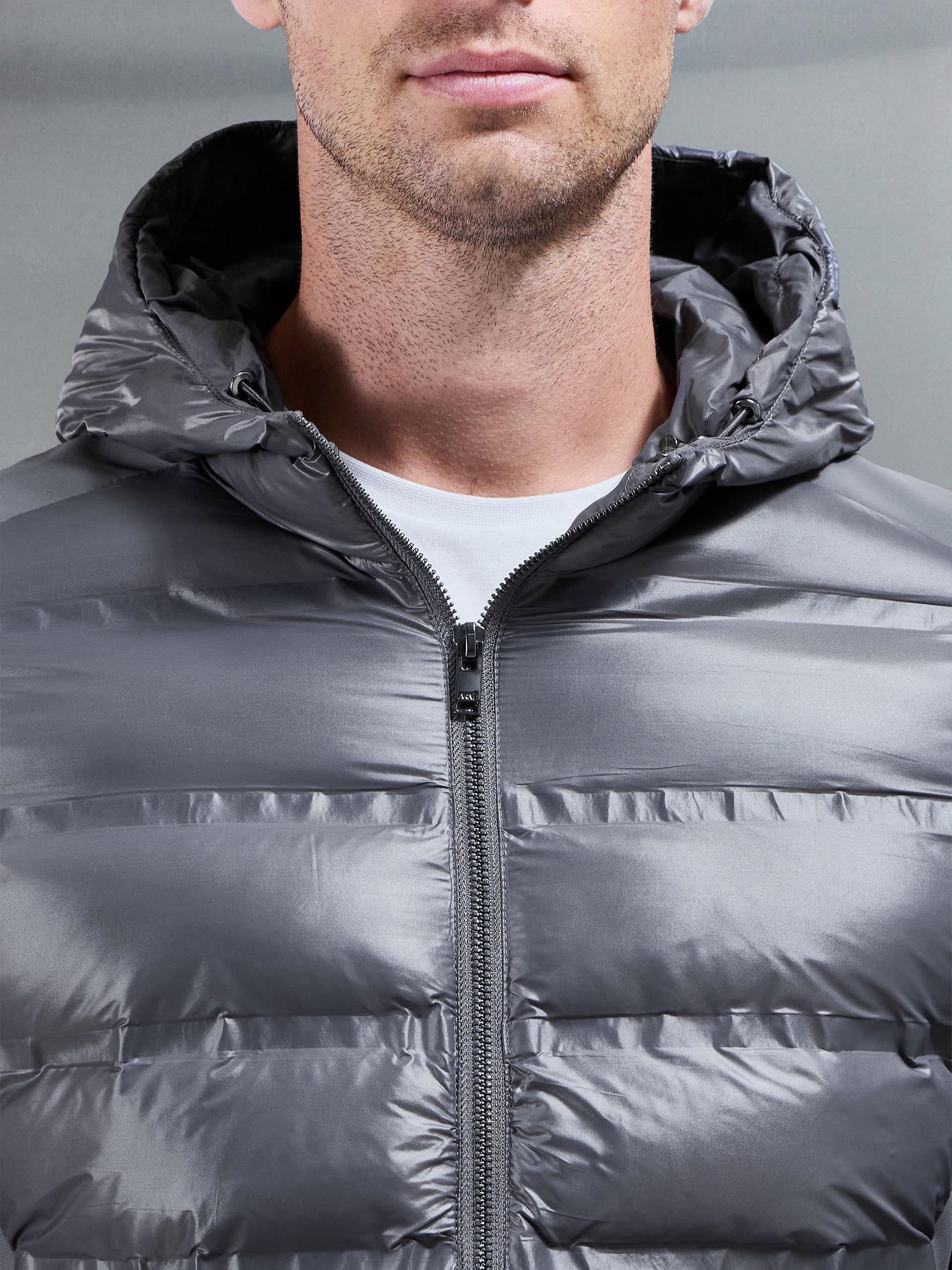 Hybrid Puffer Jacket in Grey - Image 3