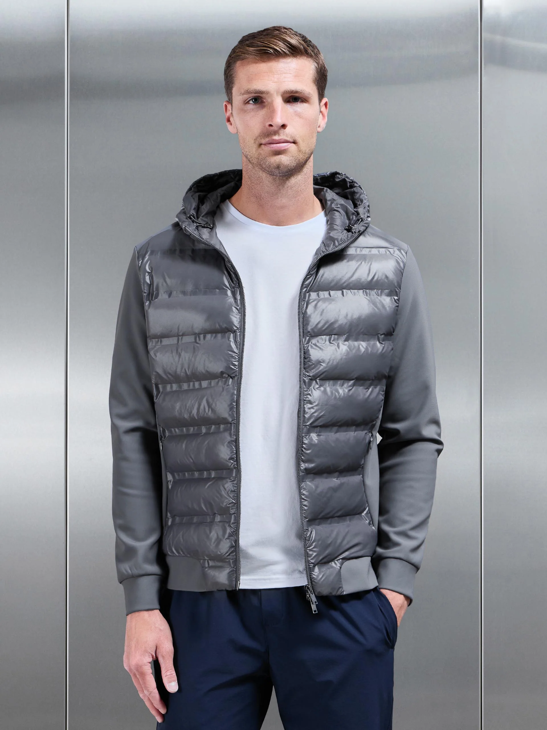 Hybrid Puffer Jacket in Grey - Image 6