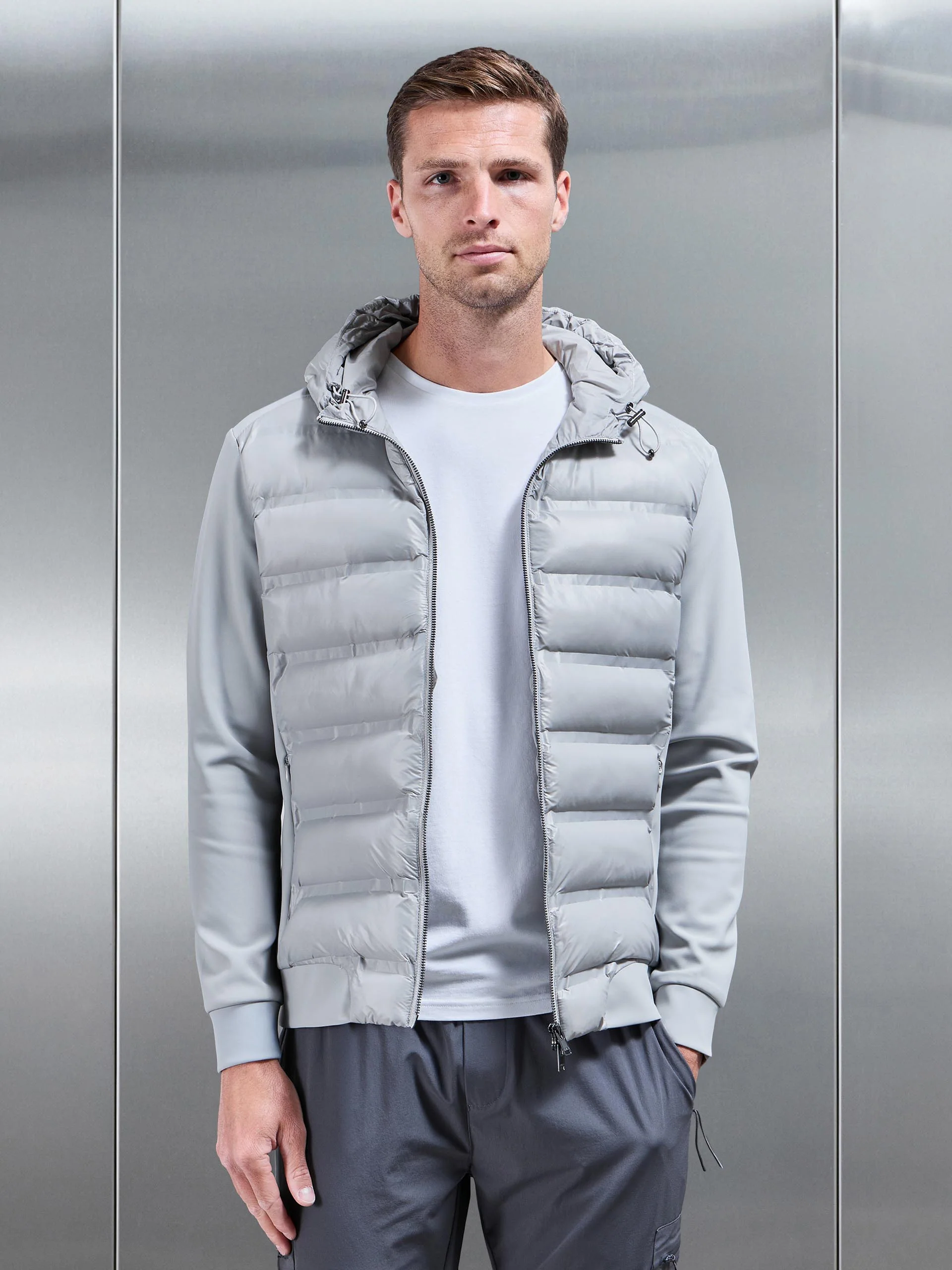 Hybrid Puffer Jacket in Mid Grey - Image 6