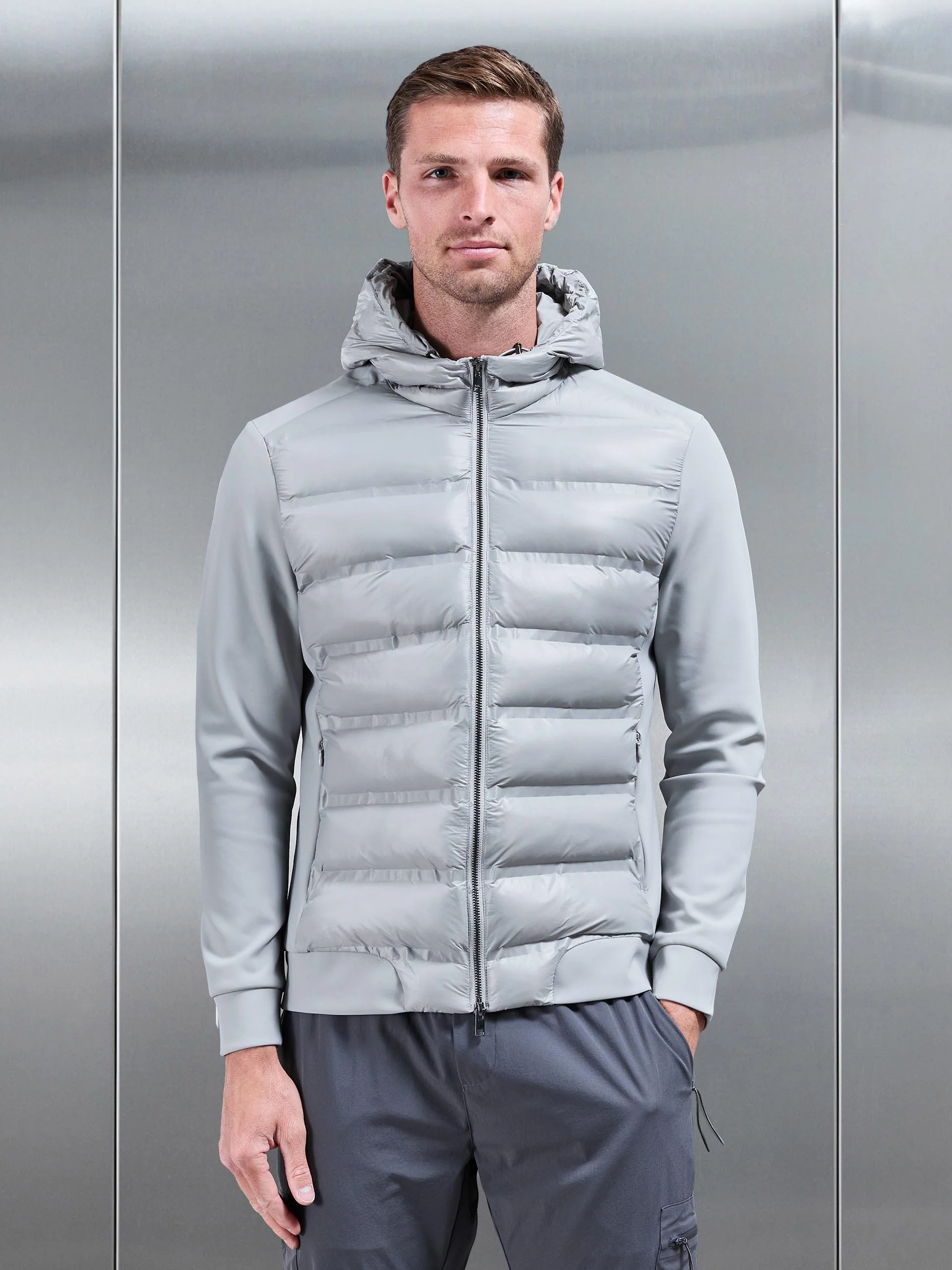 Hybrid Puffer Jacket in Mid Grey - Image 7