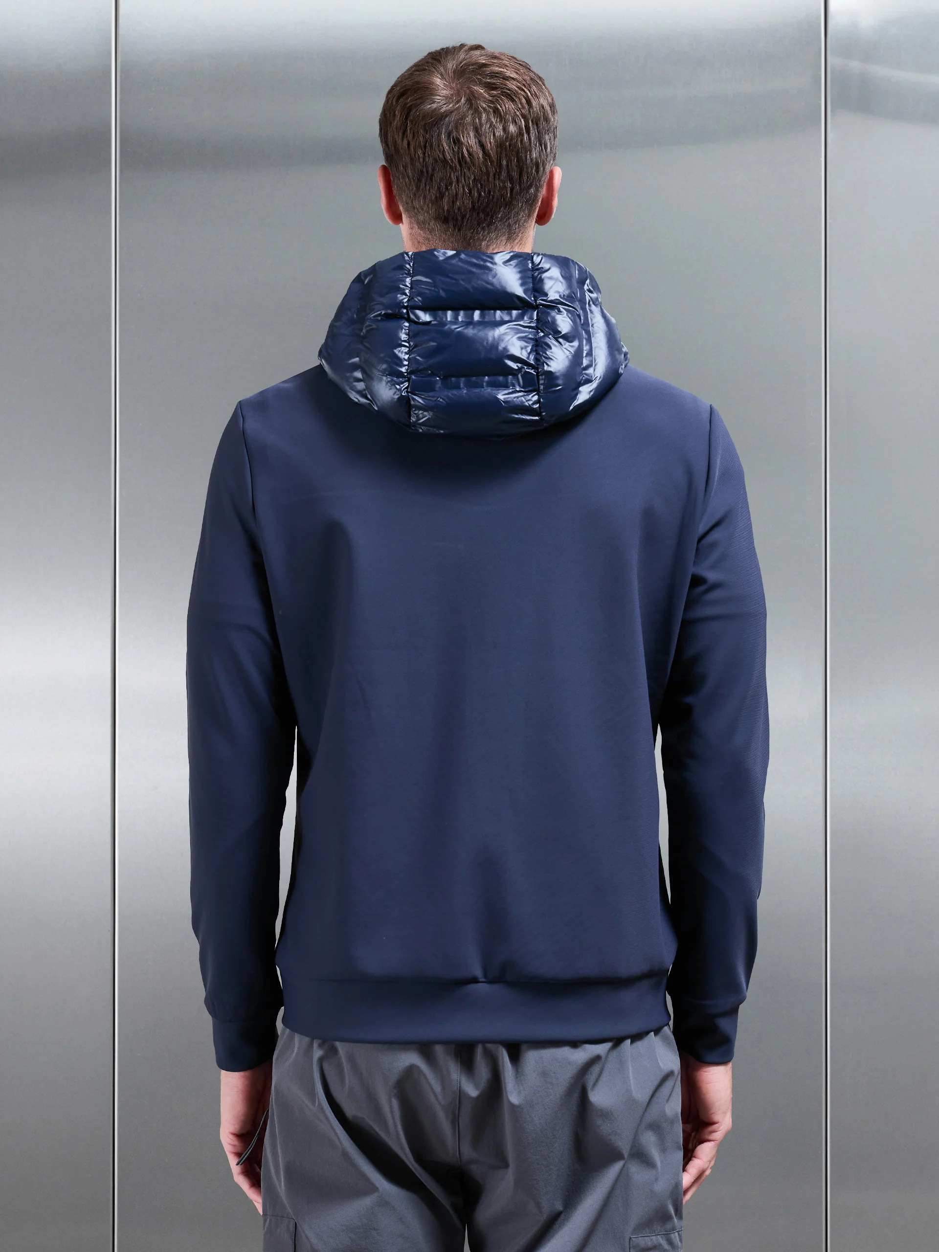Hybrid Puffer Jacket in Navy - Image 3