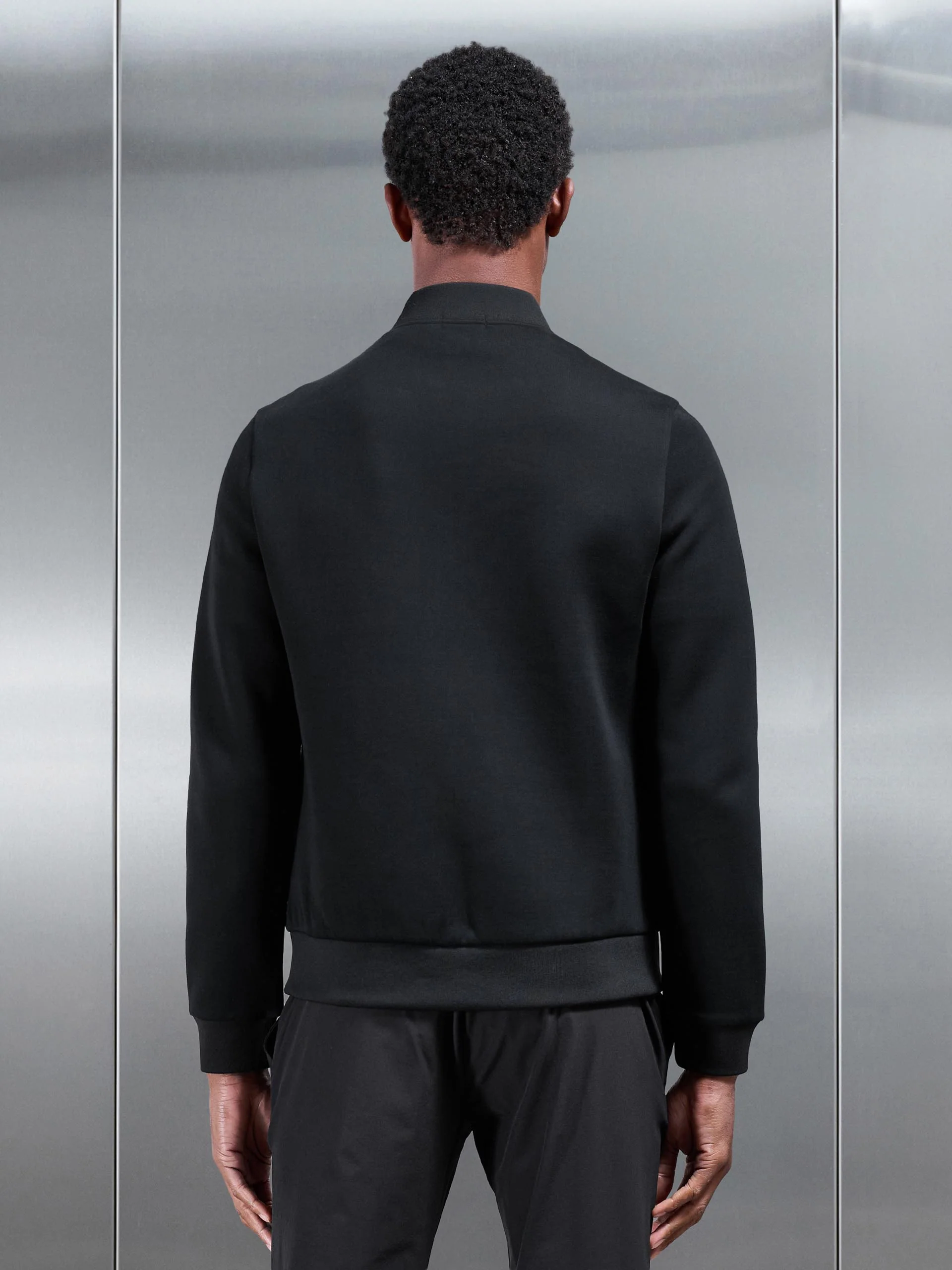 Hybrid Quilted Bomber Jacket in Black - Image 3