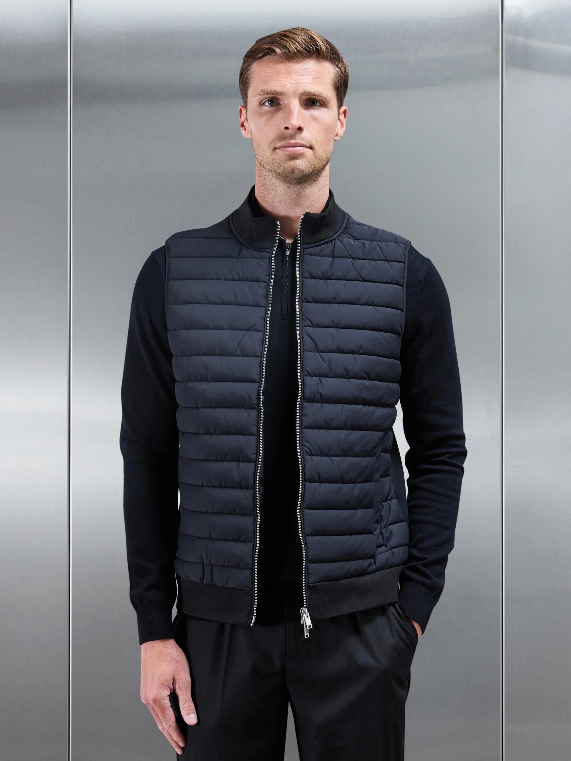 Hybrid Quilted Gilet in Black - Image 6