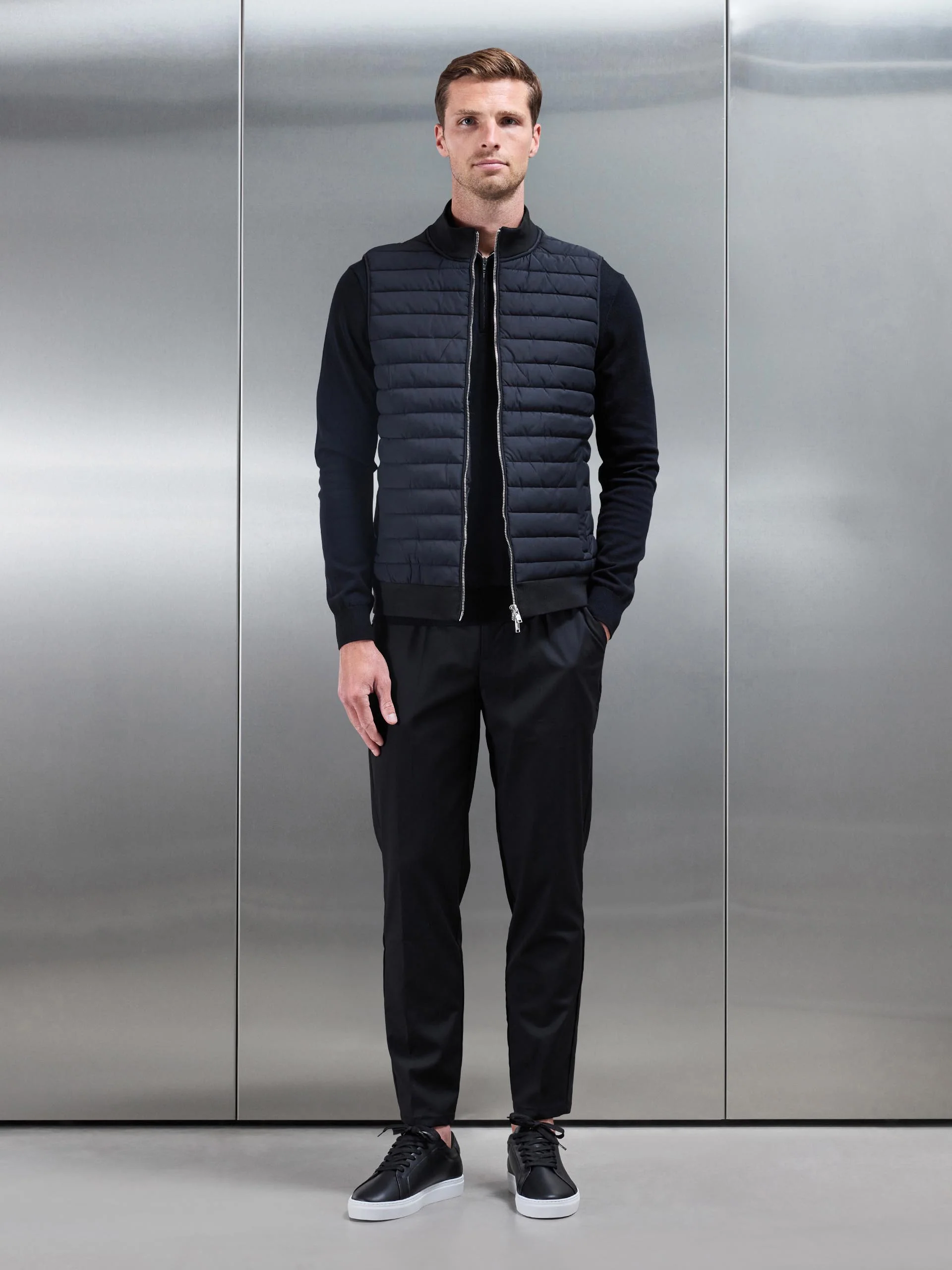 Hybrid Quilted Gilet in Black - Image 7