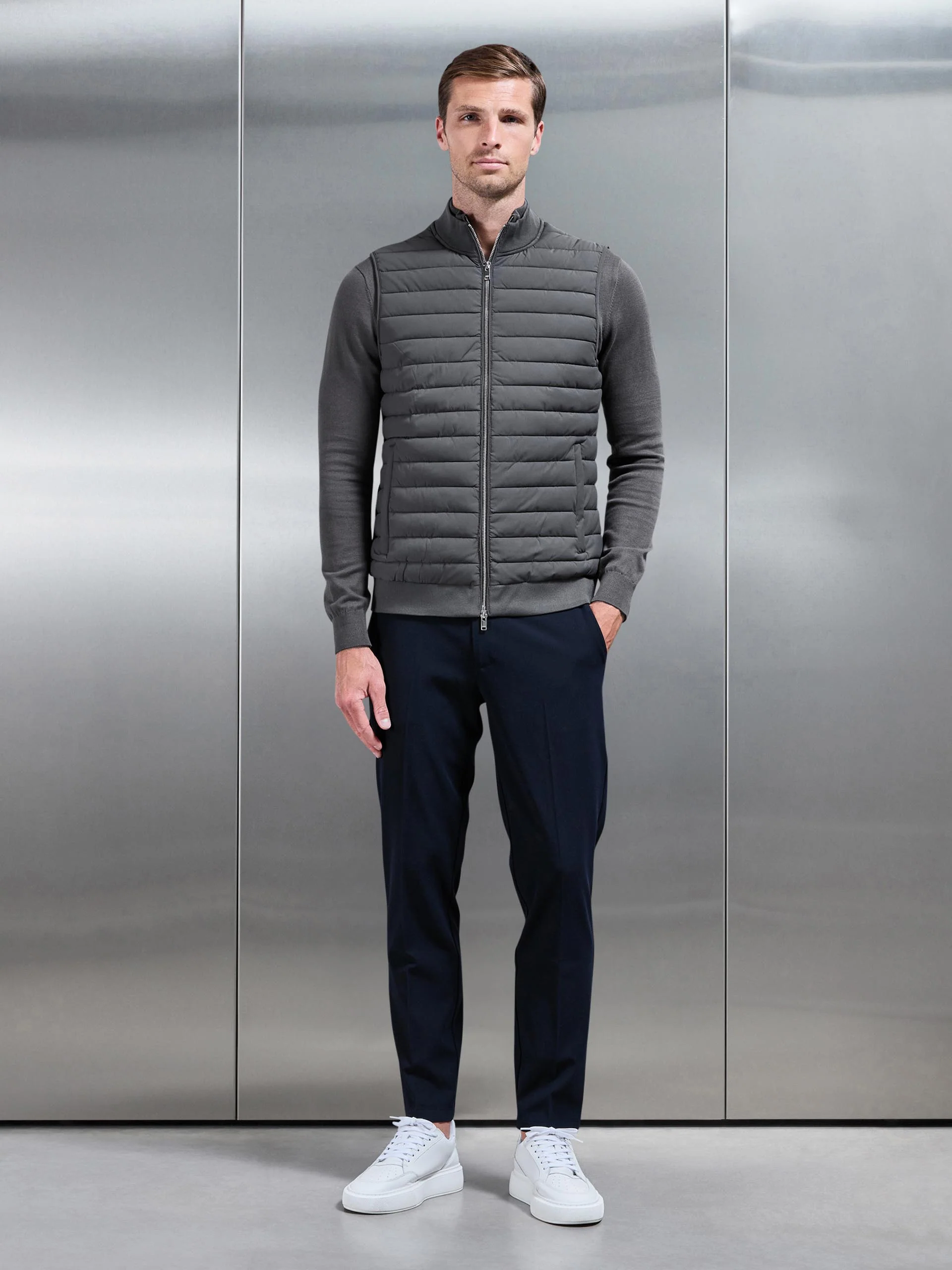 Hybrid Quilted Gilet in Grey - Image 6