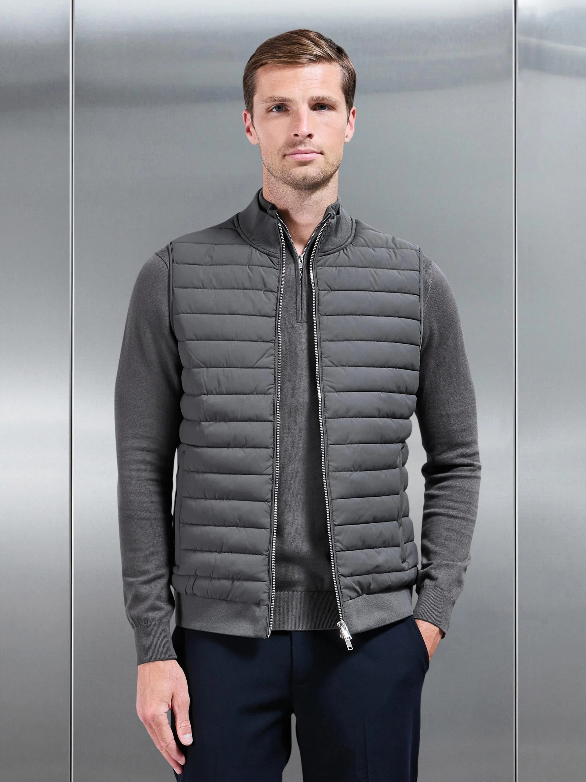 Hybrid Quilted Gilet in Grey - Image 7