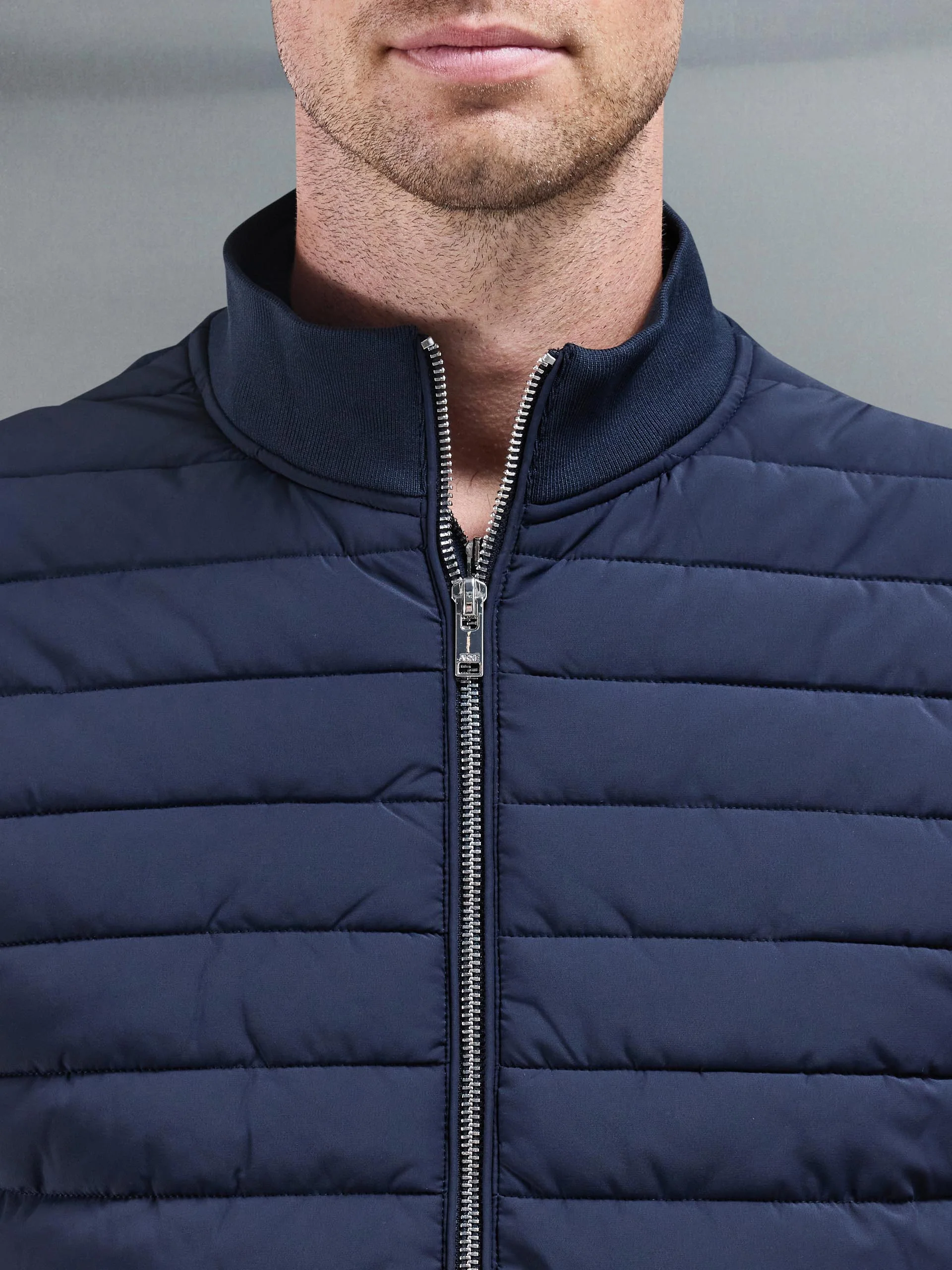 Hybrid Quilted Gilet in Navy - Image 4